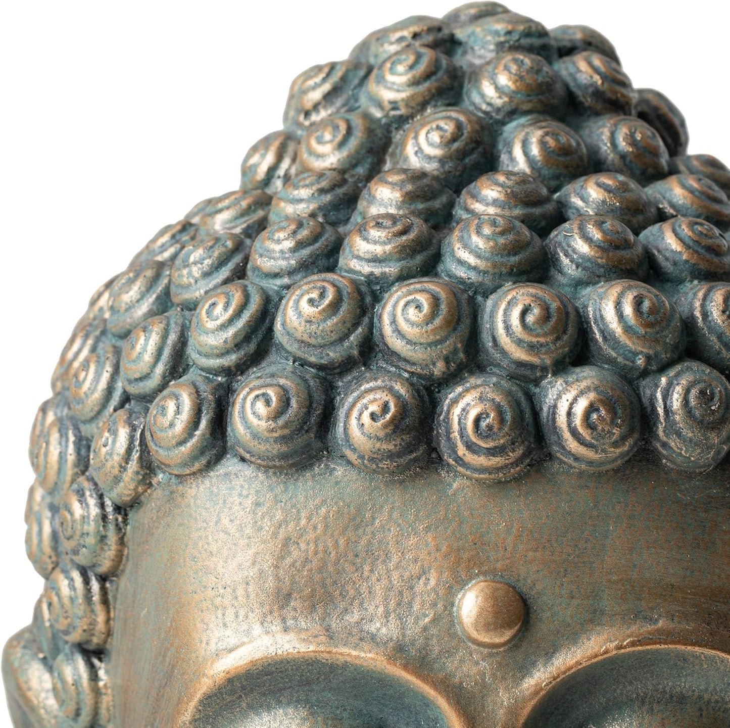 Glitzhome MGO Faux Bronze Buddha Head Garden Statue Indoor and Outdoor Sculpture Decoration, 16" H