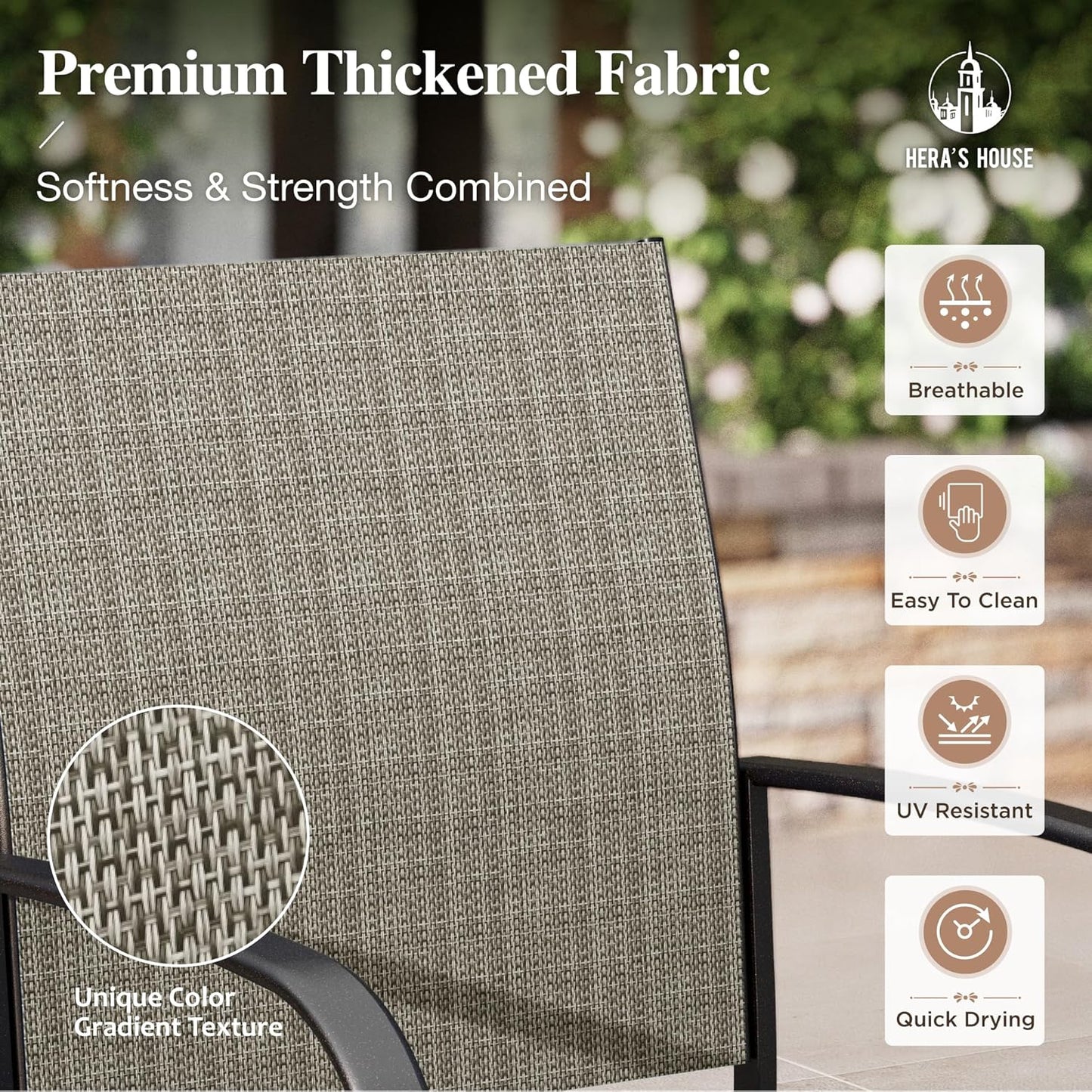 HERA'S HOUSE 9 Pieces Patio Dining Set, Outdoor Table Chairs Set for 8, 8 x Brown Dining Chair and 1 x Extendable Metal Dining Table for Patio Garden Porch Deck