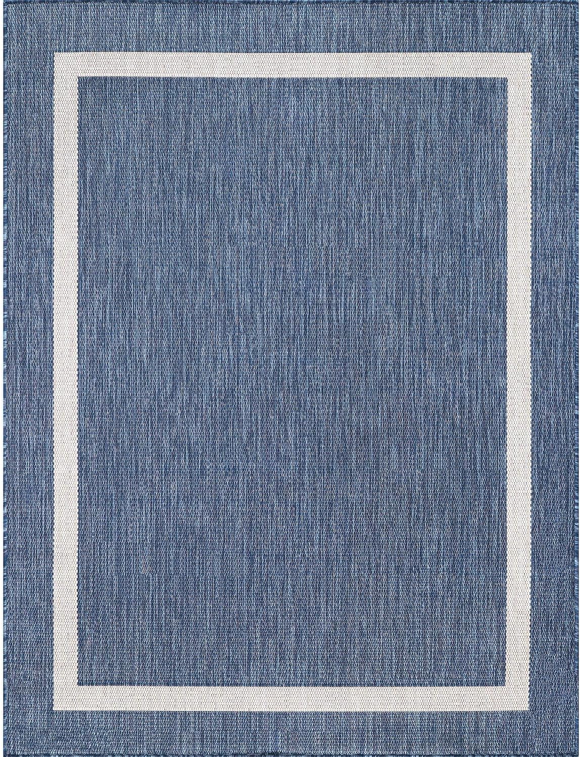 Bordered Outdoor Rug 6x9 Washable Outside Carpet for Indoor Patio Porch Waterproof Easy Cleaning Non Shedding Area Rugs Blue 6 x 9