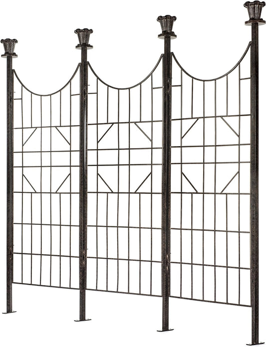 H Potter Large Iron Garden Trellis for Climbing Plants Patio Screen Deck Privacy Fence