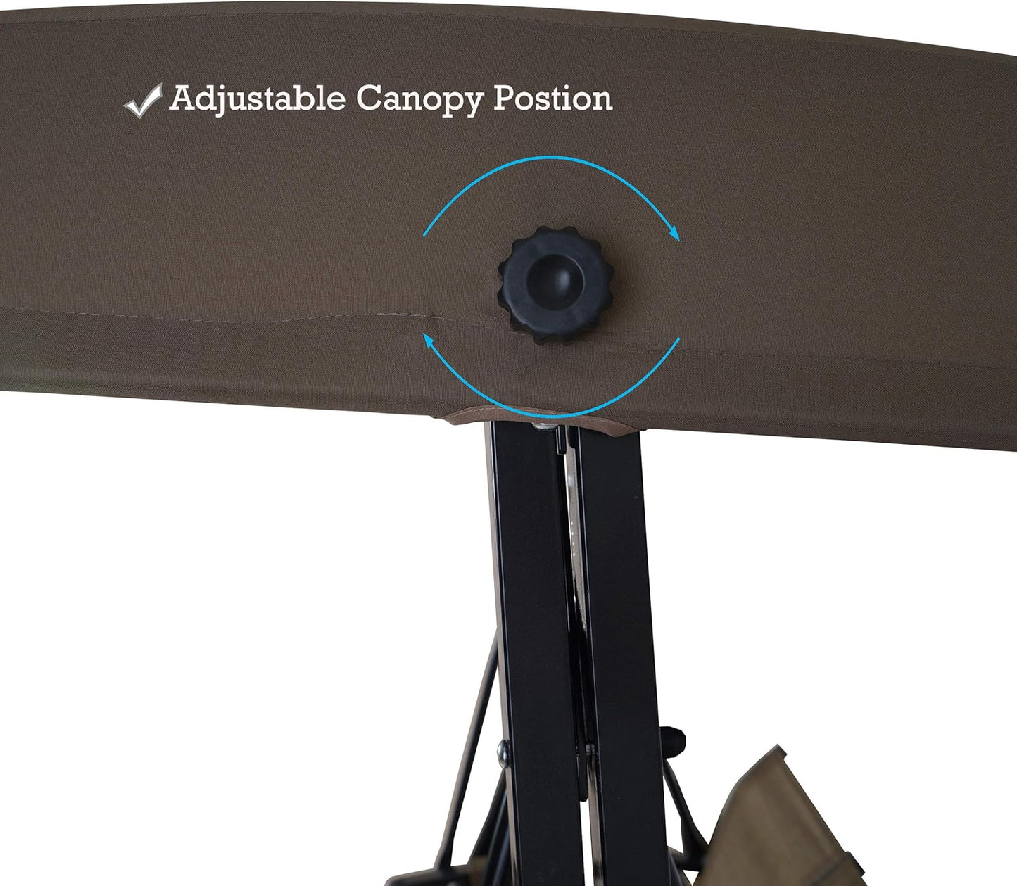 Kozyard Brenda 3-Seat Patio Swing Chair, Outdoor Porch Swing Glider with Adjustable Canopy, Side Pouches, Breathable Seat and Back, for Garden, Poolside, Backyard (Taupe)