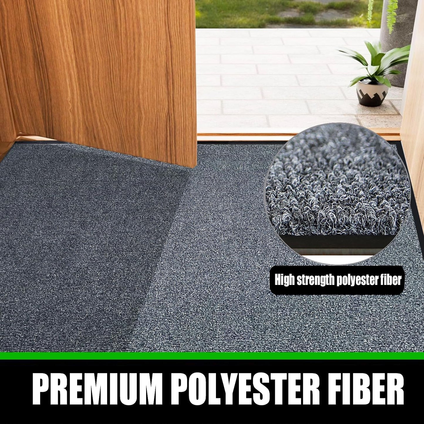 Heavy Duty Doormat, 3'x10' Indoor Outdoor Entry Rug, Commercial Entrance Mat with Rubber Border, Durable Welcome Mat, Rubber Backing Non Slip Doormat for Entryway, Large Garage Floor Mat