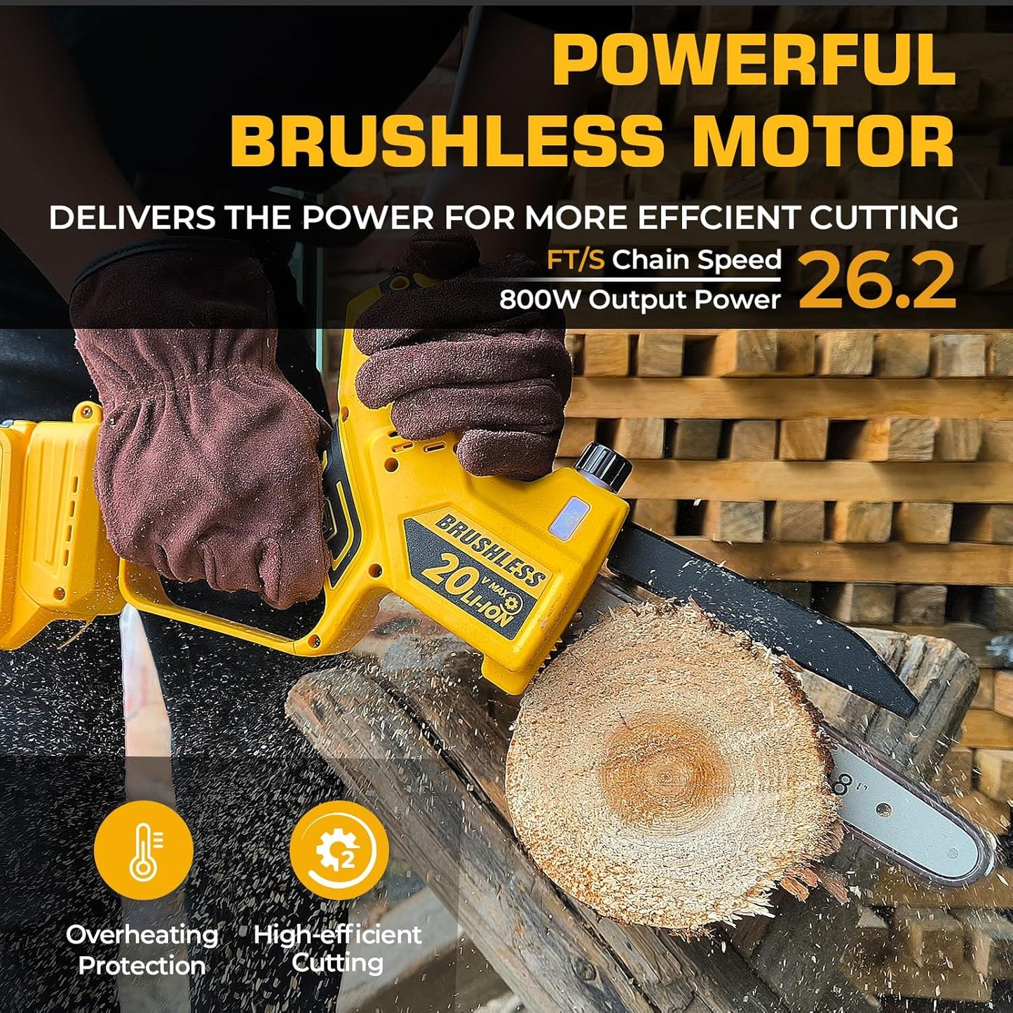 Mini Chainsaw for Dewalt 20V MAX Battery, Auto-Oiler, 8-Inch and 6-Inch 2-IN-1 Brushless Cordless Pruning Chainsaws, Battery Powered Mini Chain Saw for Wood Cutting (Tools only)