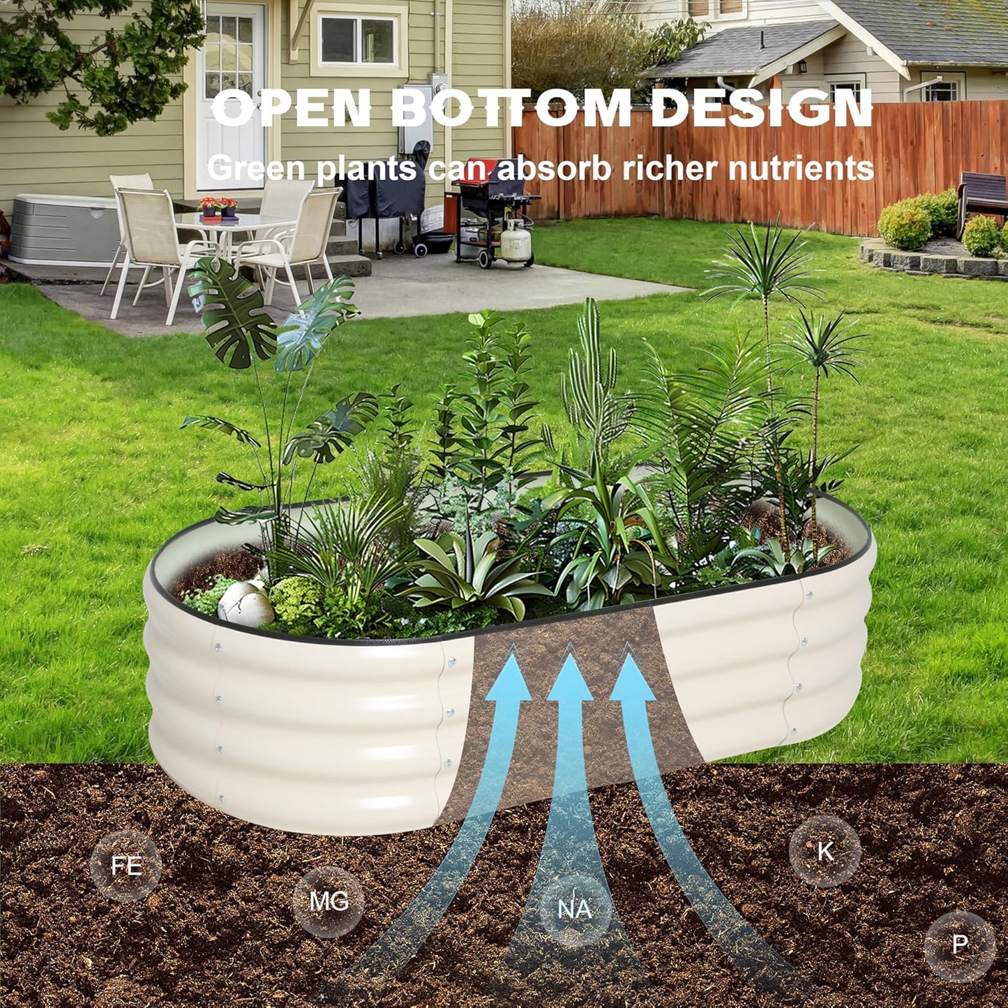 Galvanized Raised Garden Bed Kit Outdoor Metal Garden Planter Box for Backyard Gardening, Planting Vegetables, and Patio (47.2"x23.6"x11.8")