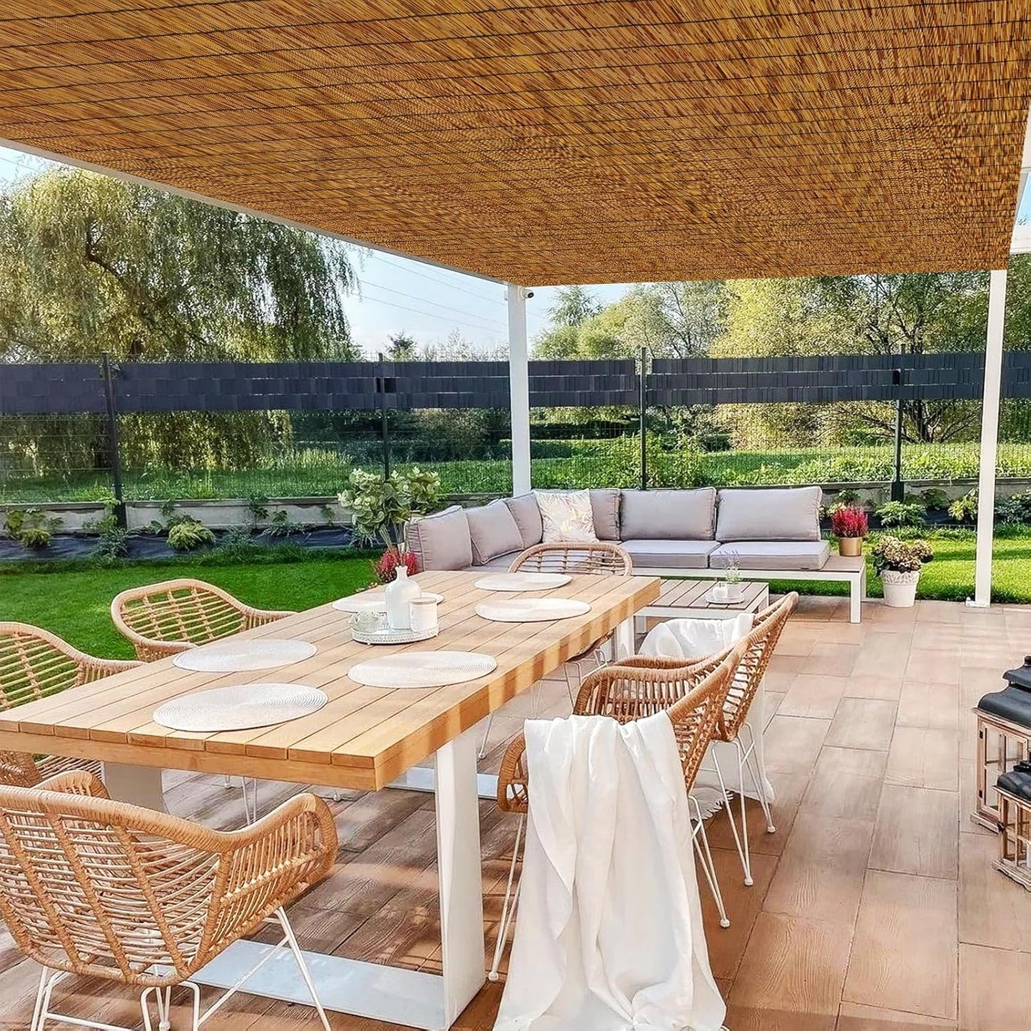 Bamboo Fencing–Handwoven,Bamboo Wall Panel Outdoor Privacy Reed Screening for Garden,Balcony,Backyard,Patio,2ftx10ft