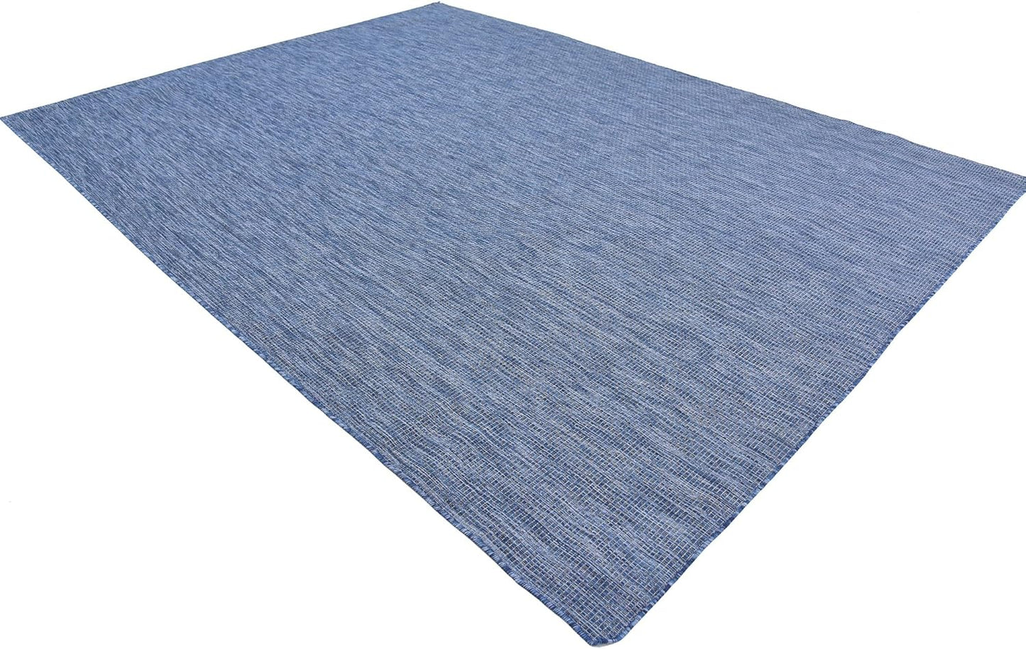 Unique Loom Collection Casual Transitional Solid Heathered Indoor/Outdoor Flatweave Area Rug (9' x 12' Rectangle, Blue/Navy Blue)