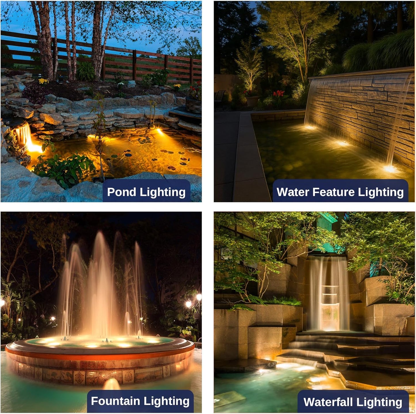 Bronze Pond Light - 12V Low Voltage Solid Brass Submersible Pondlight, IP68 Waterproof Fixture with 3000K MR16 LED Bulb for Outdoor Garden, Landscape, Waterfall, Fountain Lighting(8 Pack)