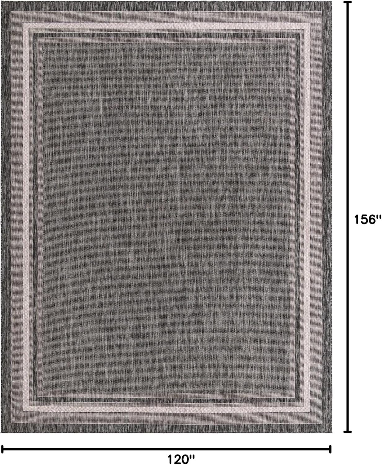 Unique Loom Outdoor Border Collection Area Rug - Soft Border (10' x 13' Rectangle, Black/ Ivory)