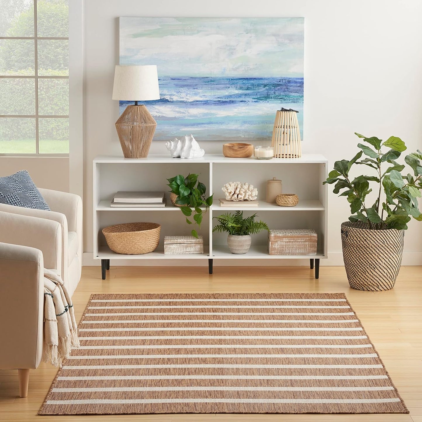 Nourison Home Positano 4' x 6' Fabric Jute Ivory Area Rug