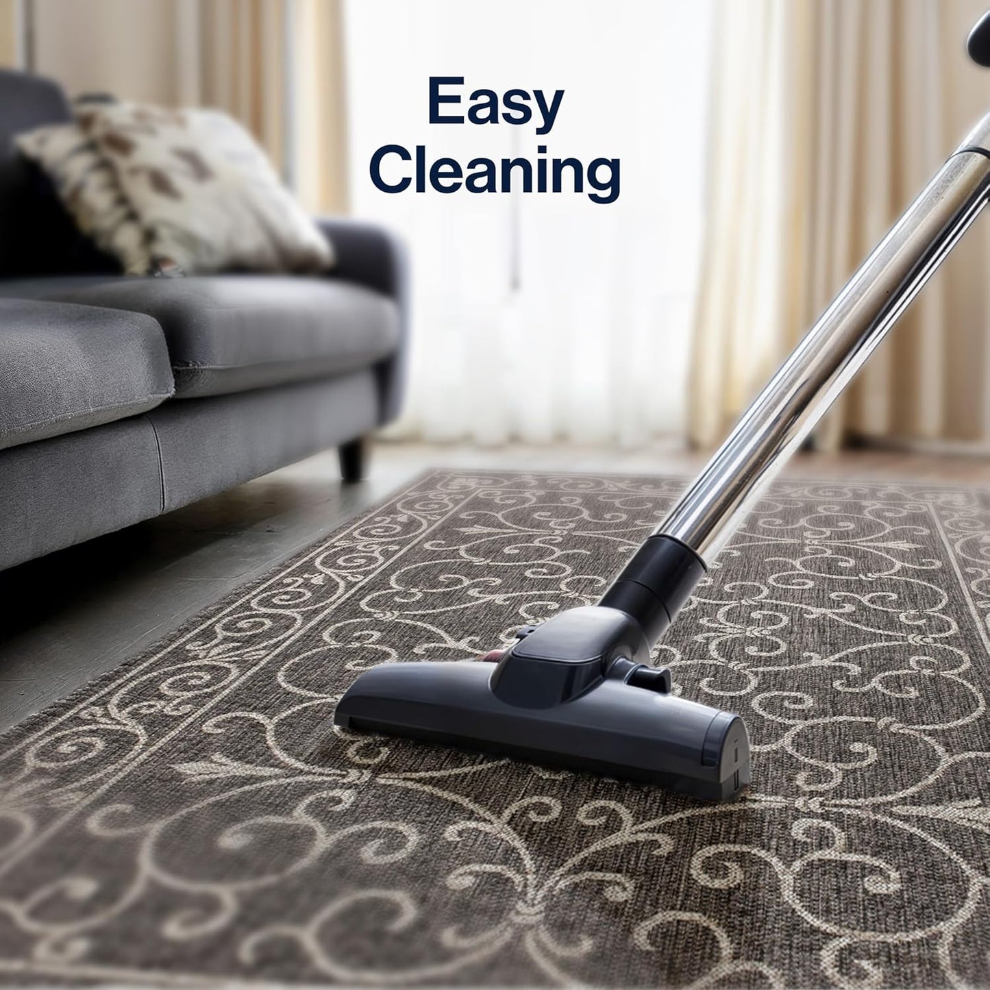 JONATHAN Y SMB106G-8 Charleston Vintage Filigree Textured Weave Indoor Outdoor Area Rug Classic Coastal Easy Cleaning Bedroom Kitchen Backyard Patio Non Shedding, 8 X 10, Black/Gray