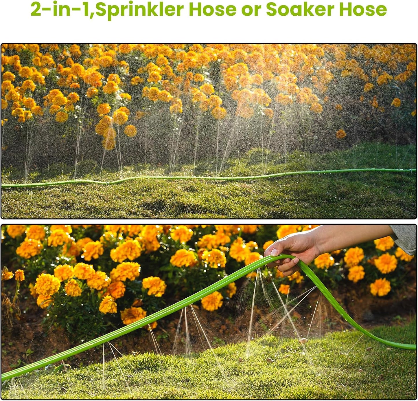 Sprinkler Soaker Hose 15FT, Watering Hose with Holes, High-Efficiency Sprinklers System for Garden and Lawn with Staples