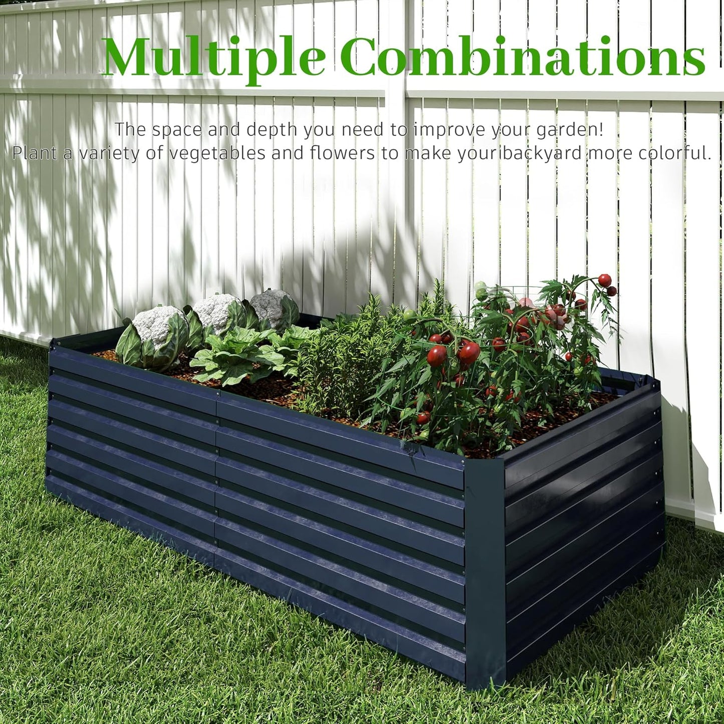 8x4x2 ft Outdoor Raised Garden Bed, Large Metal Planter Raised Beds, Planters for Outdoor Plants for Vegetables, Flowers, Herbs, Fruits, and Succulents.(4 Pcs,Blue)