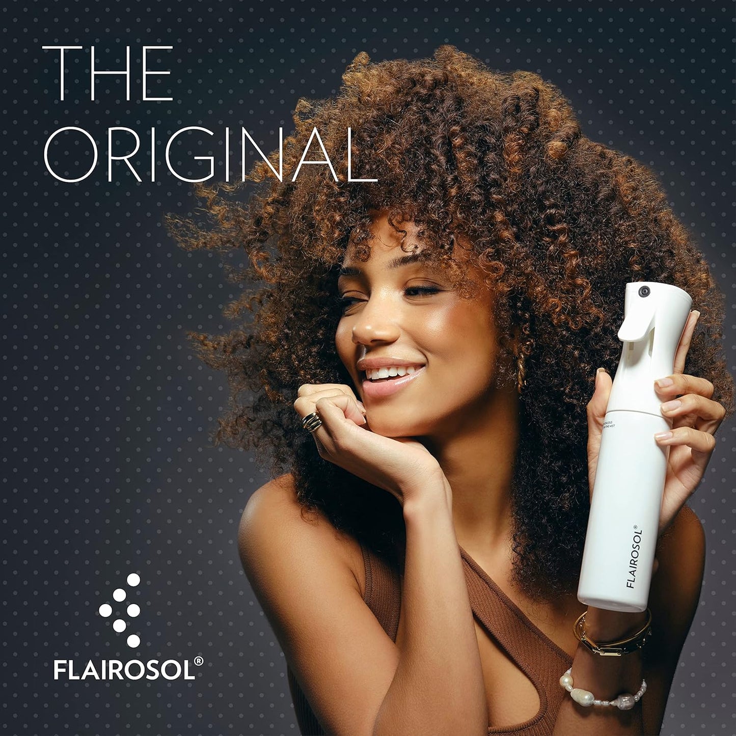FLAIROSOL - The Original, Spray Bottle for Hair, Continuous Ultra Fine Water Mist Sprayer for Hairstyling, Barbers, Salons, Cleaning, Plants, 10.1oz/300ml (White Bottle-Coral Print)