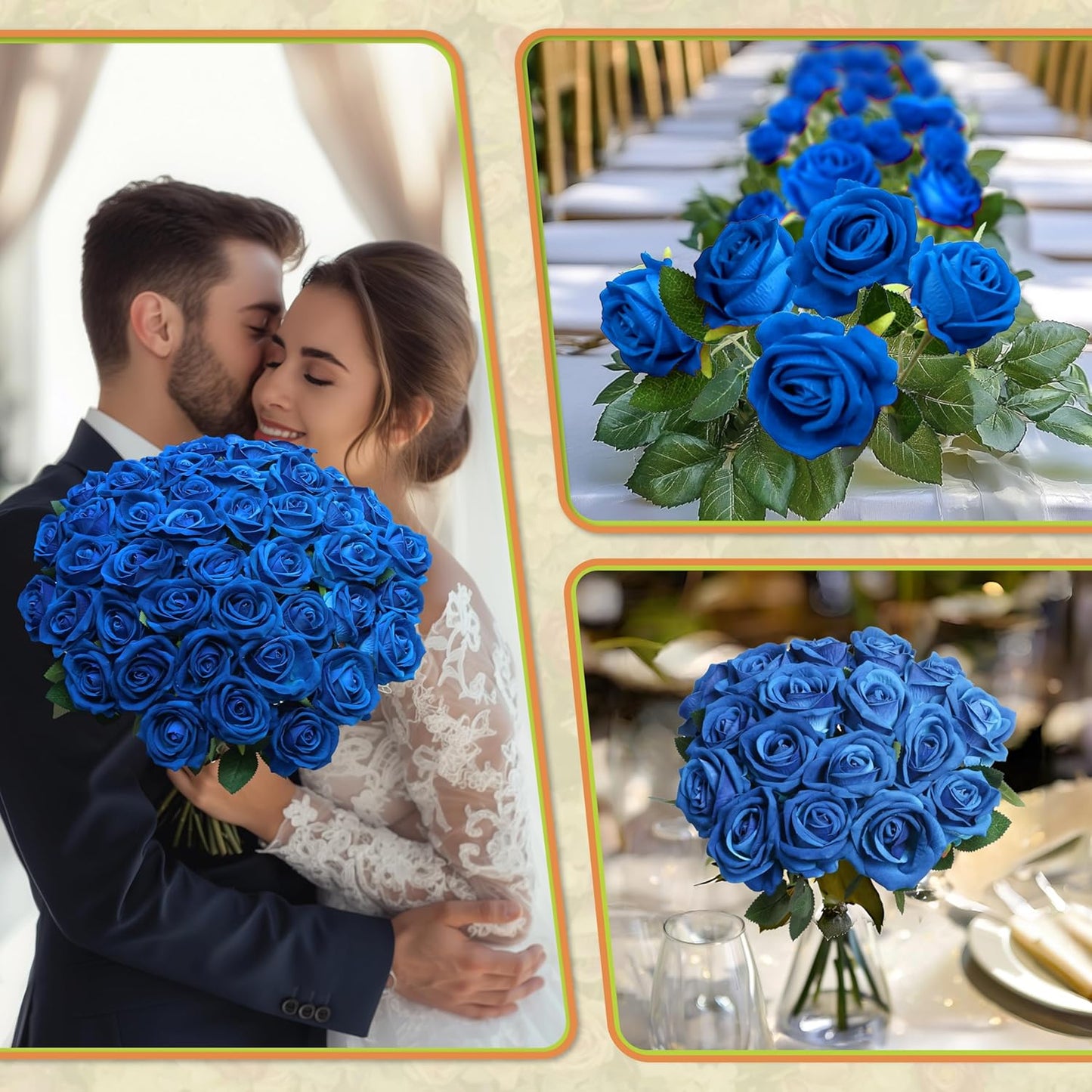 30 PCS Fake Blue Roses, Artificial Flowers Bulk Realistic Silk Faux Rose with Stems for Wedding Decorations Romantic Gifts Anniversary Celebration Bridal Bouquets DIY Floral Arrangement Home Decor