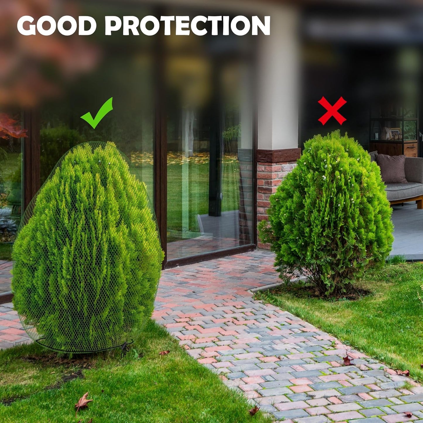 codree 3 Pcs Deer Netting for Shrubs- 7.8 x 7.8 Ft Deer Plant Netting Cover- Reusable Garden Plants Mesh Netting to Protect Undershrub Plant from Deer, Birds and Other Animals