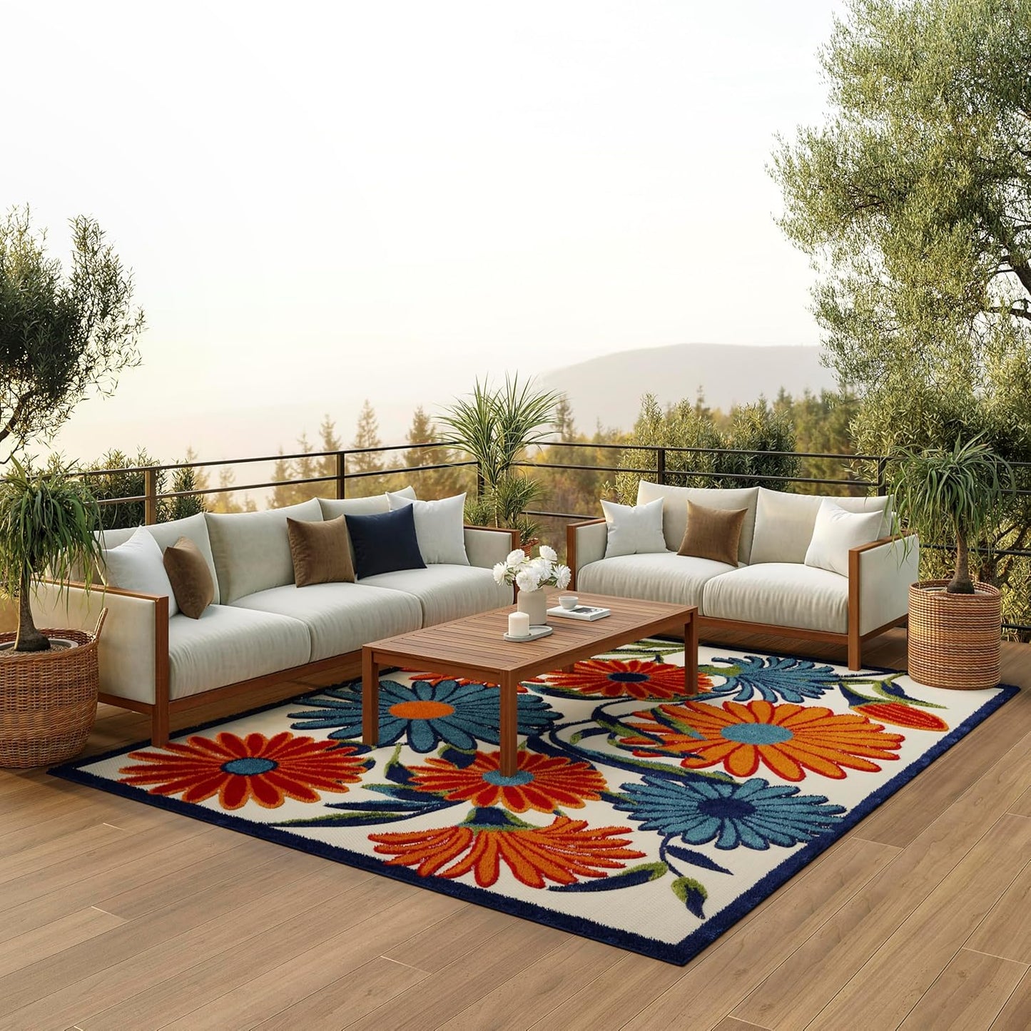 Nourison Home Aloha 6' x 9' Multicolor Fabric Contemporary Area Rug (6' x 9')