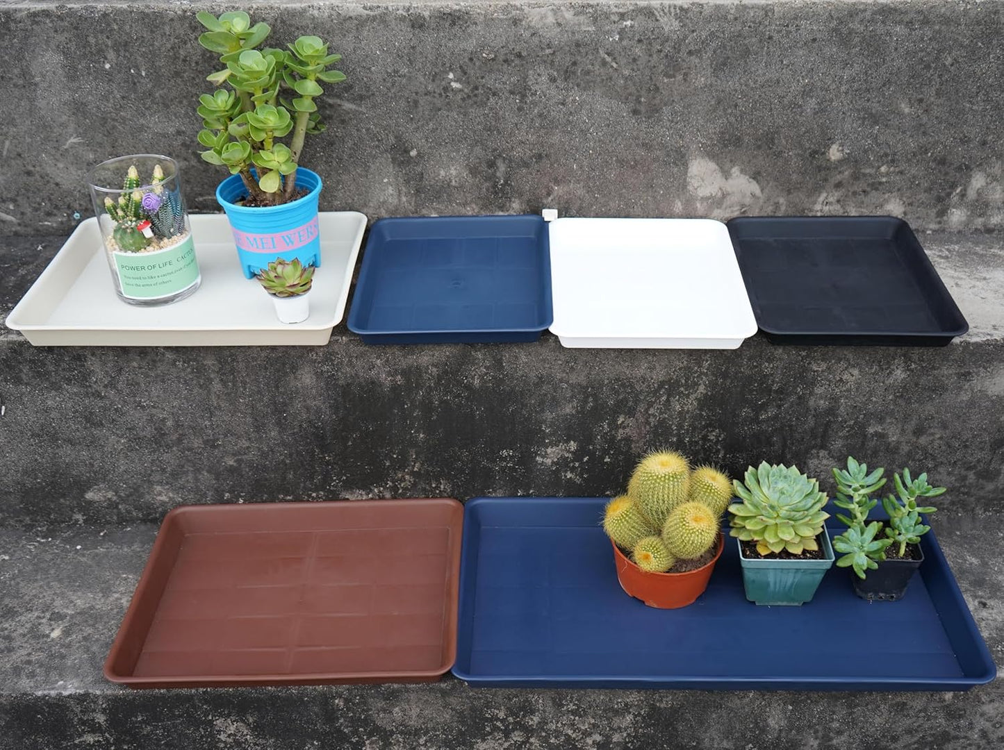 Rectangle Plant Tray, Plant Drip Tray, Plant Pot Saucers, Plant Germination Trays, Plant Saucers, 11'' x 9'' x 1.2'' (2 pack), Gray