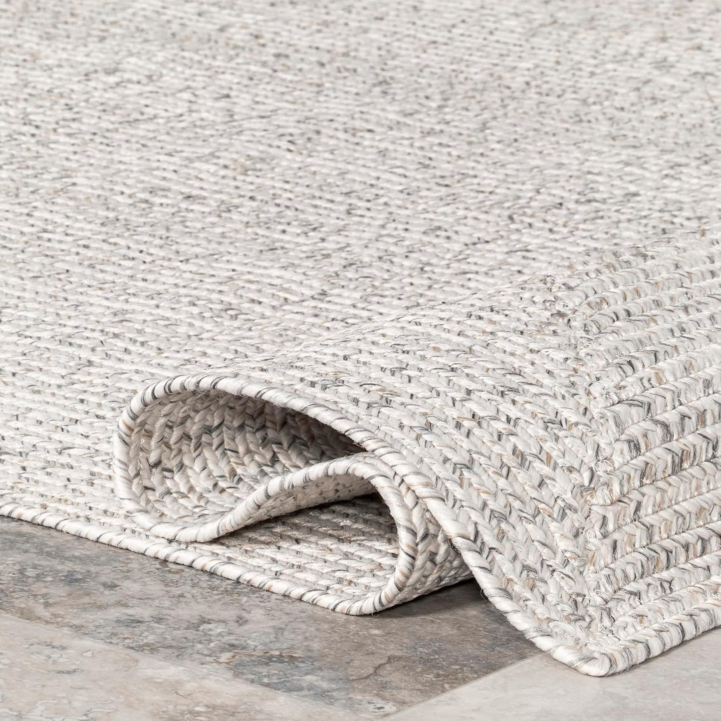 nuLOOM 2' x 12' Solid Hand Braided Indoor/Outdoor Area Rug, Pet-Friendly, High Traffic, Weather Resistant, for Patio, Balcony, Bedroom, Living, Dining Room, Wynn Ivory