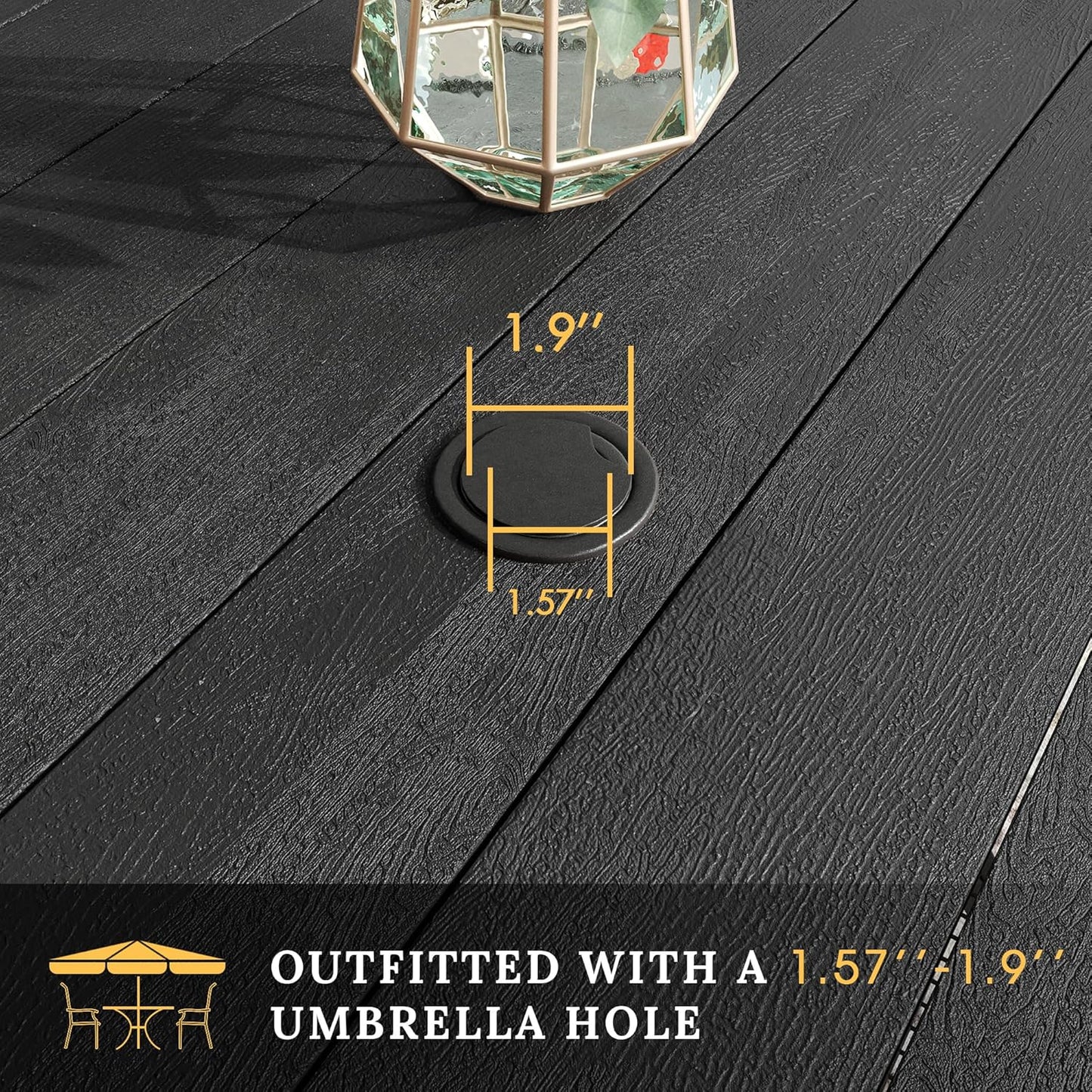 VICLLAX Patio Dining Set for 8, 9 Pieces Outdoor Furniture Set Includes 56.3" Round Patio Table and 8 Patio Stackable Chairs, Outdoor Table and Chairs for Outsides, Black Tabletop and Dark Grey Fabric