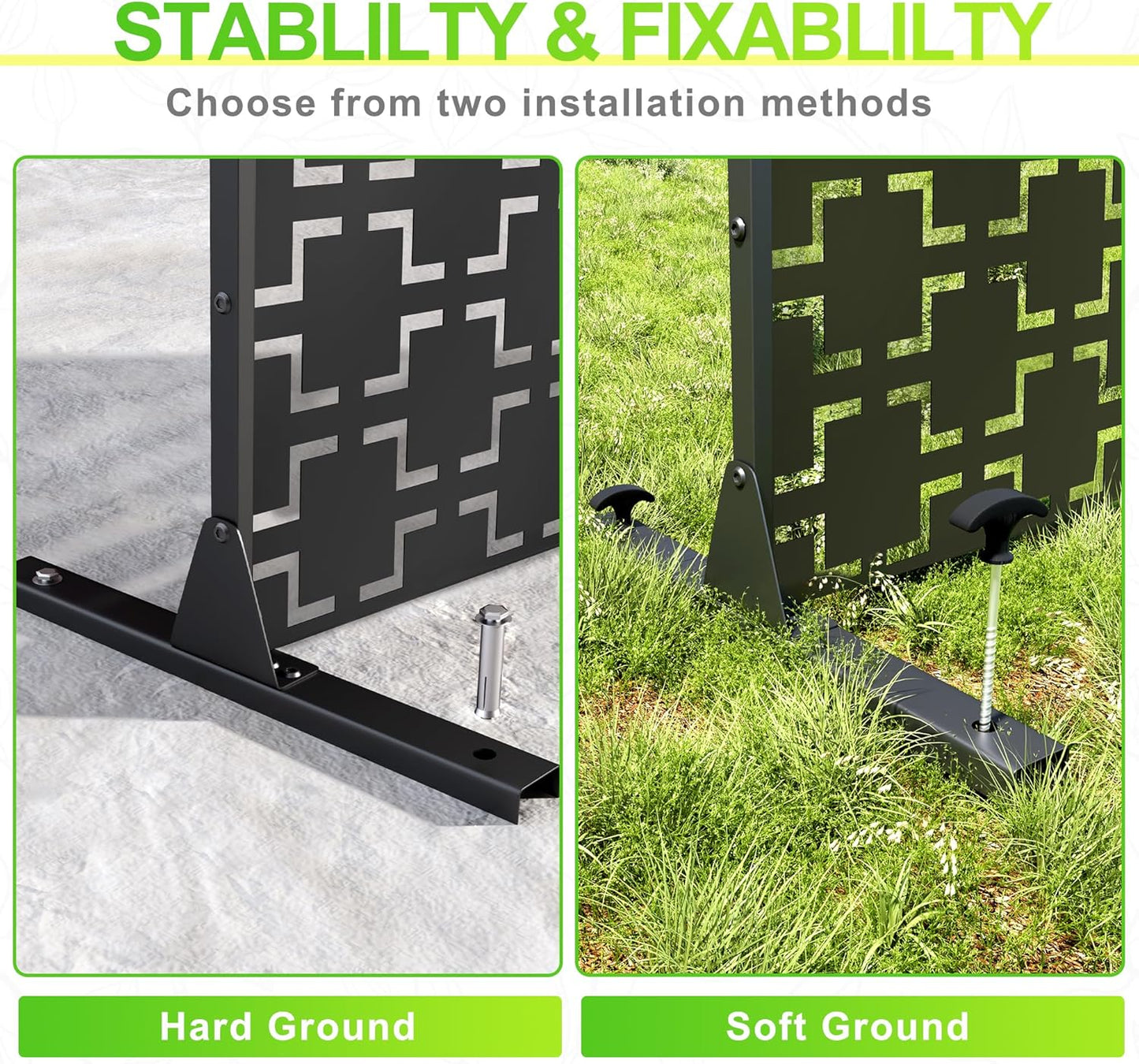 Outdoor Privacy Screen,72" H×47" W Metal Privacy Screen, Freestanding Privacy Fence Panels for Patio