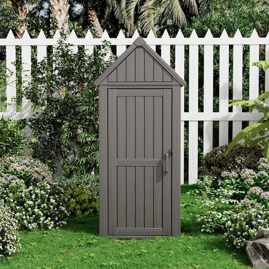 Ultimate Outdoor Storage Cabinet - Durable Resin Construction with Reinforced Floor, Adjustable Shelves & Lock for Security (Grey)