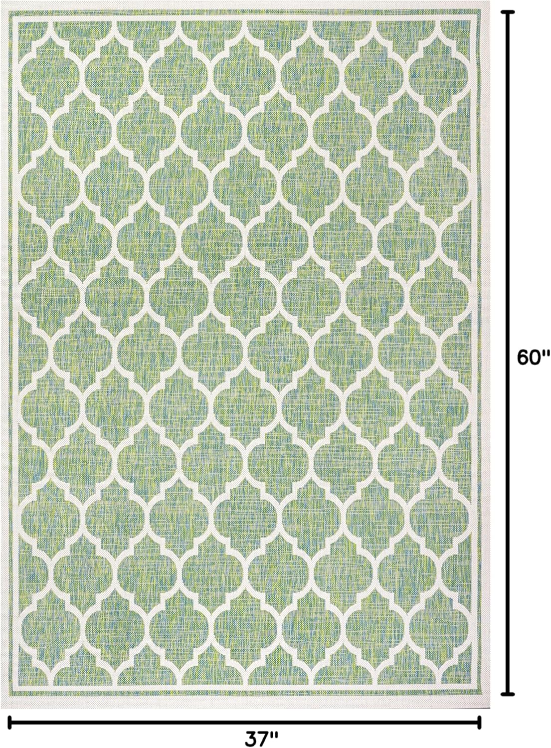Eyely BMS109I-3 Santa Monica Trebol Moroccan Trellis Textured Weave Indoor/Outdoor Area Rug Coastal;Bohemian, Bedroom, Backyard, Patio, Easy-Cleaning, Non-Shedding, 3 X 5, Cream/Green