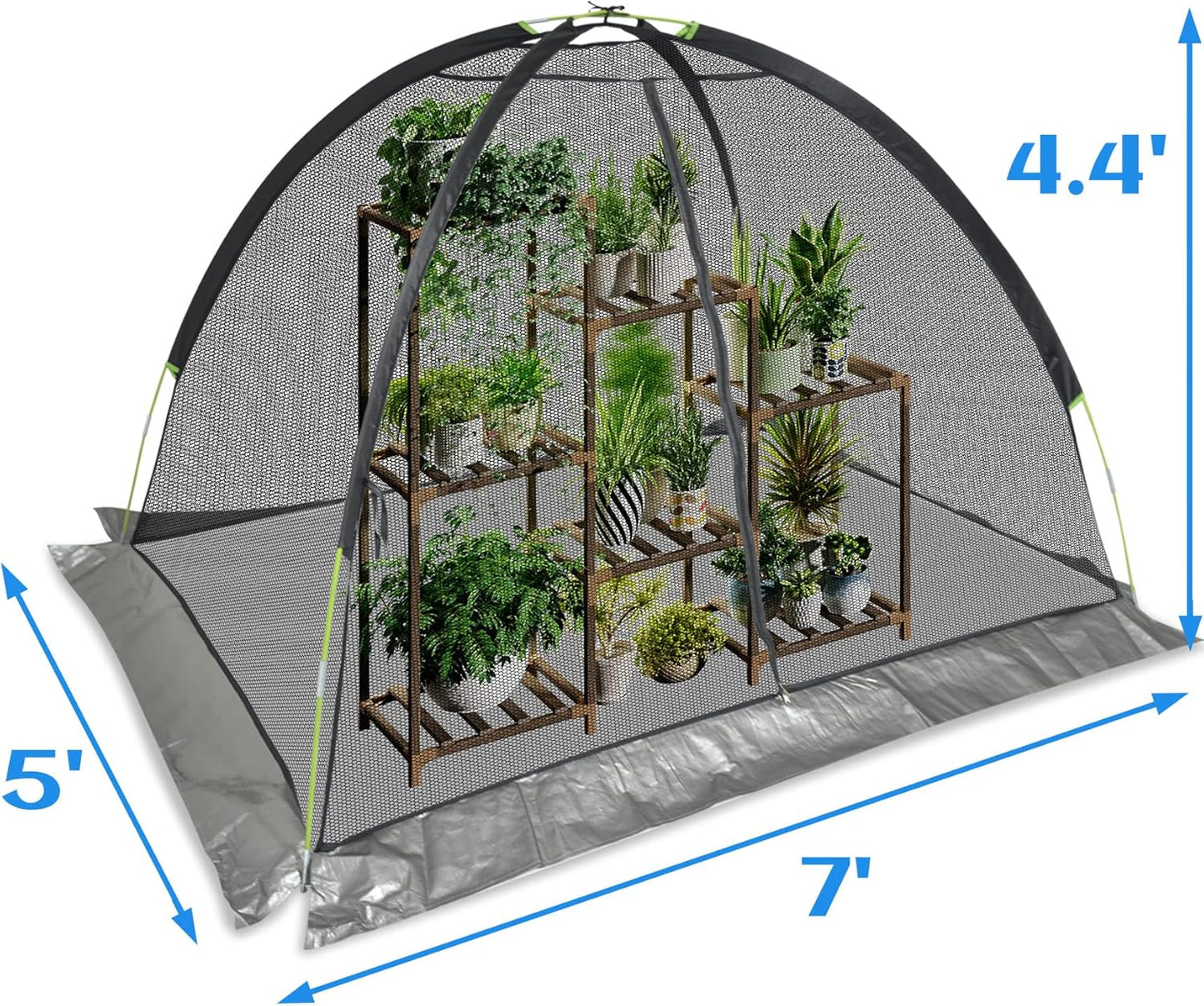 Plant Cover Crop Cage: Breathable Mesh Netting with Zipper Access UV-Proof 7x5x4.4FT for Vegetable Beds & Berry Bushes