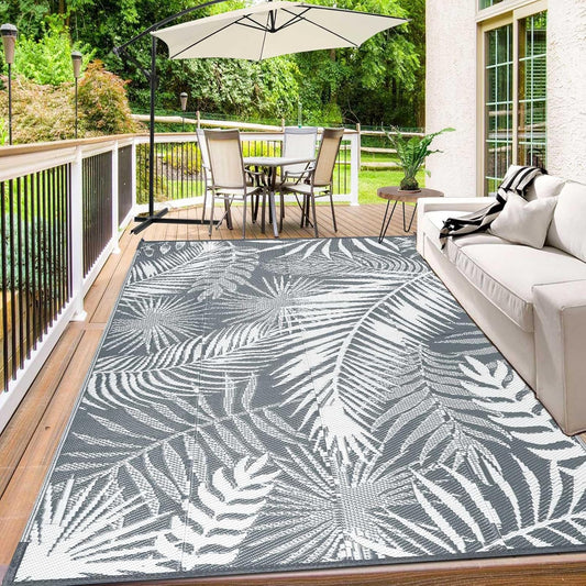 HiiARug Outdoor Plastic Straw Rug - 6x9Ft Waterproof Reversible Patio Mat for Deck, Beach, RV, Camper, Backyard