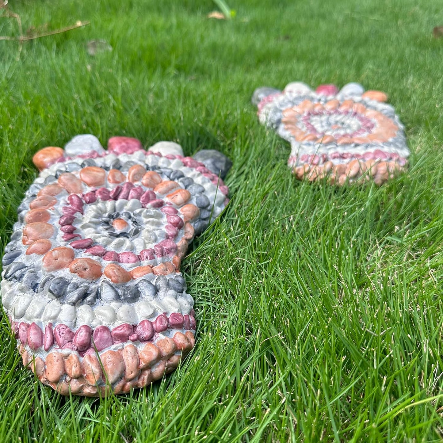 Garden Stepping Stones - Decorative Garden Stones for Patio, Deck, Garden or Sidewalk Faux Cobblestone Stepping Stones (Set of 2#A