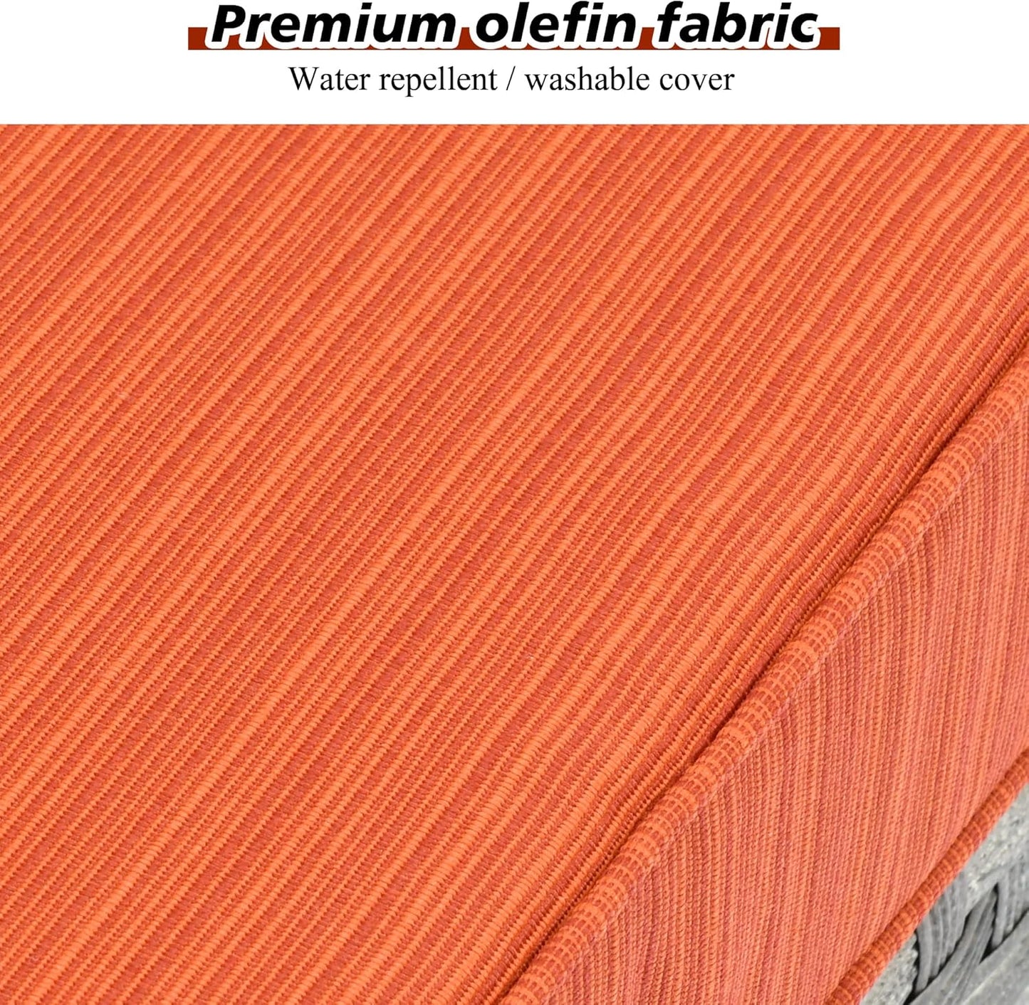 HOOOWOOO Modular Patio Outdoor Sectional Furniture Set with Gas Propane Fire Pit Table,7 Piece Wicker Conversation Sofa Set,Out Door Couch Set with Wide Arm Outside(Orange Red)