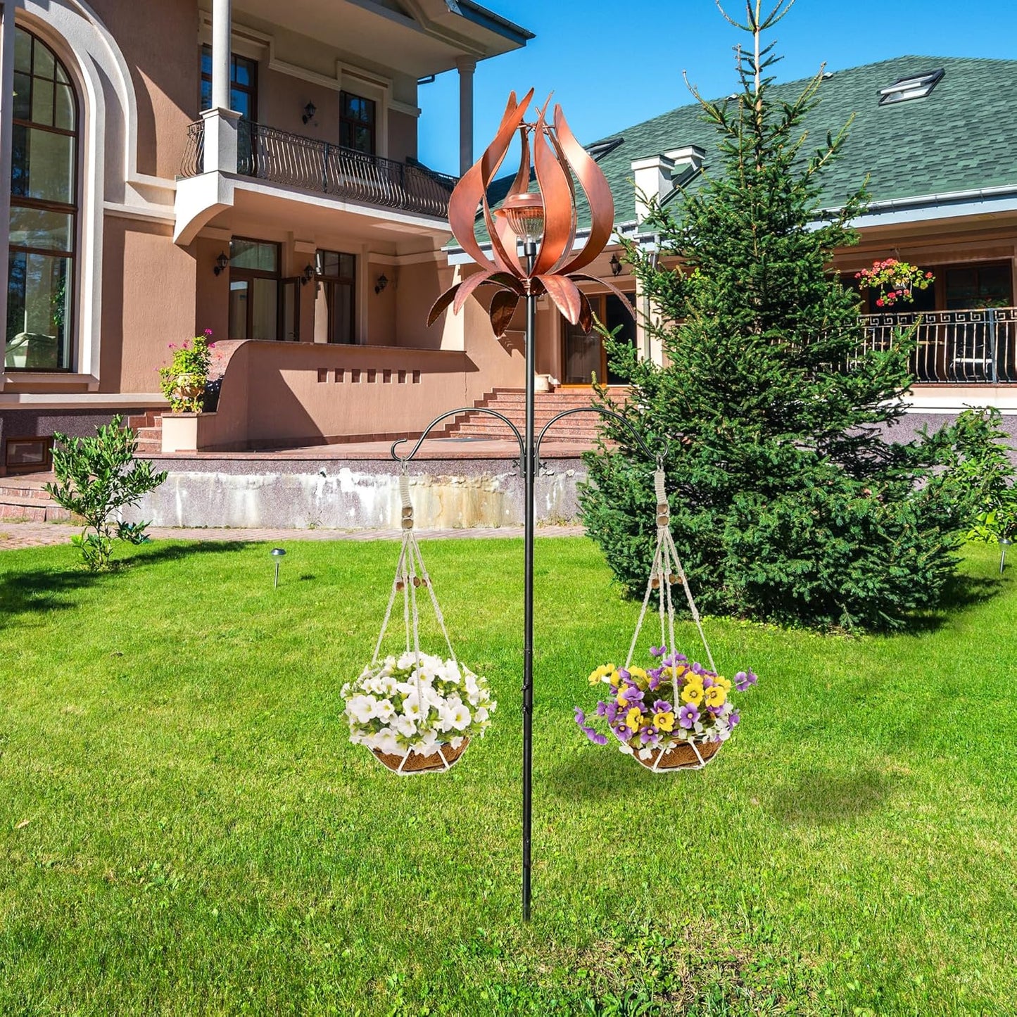 J-Fly Solar Wind Spinners Outdoor Garden Spinner Solar Spinning Windmill Super Large Spinning Garden Ornaments Perfect for Patios, Lawns Or Gardens 83 Inch