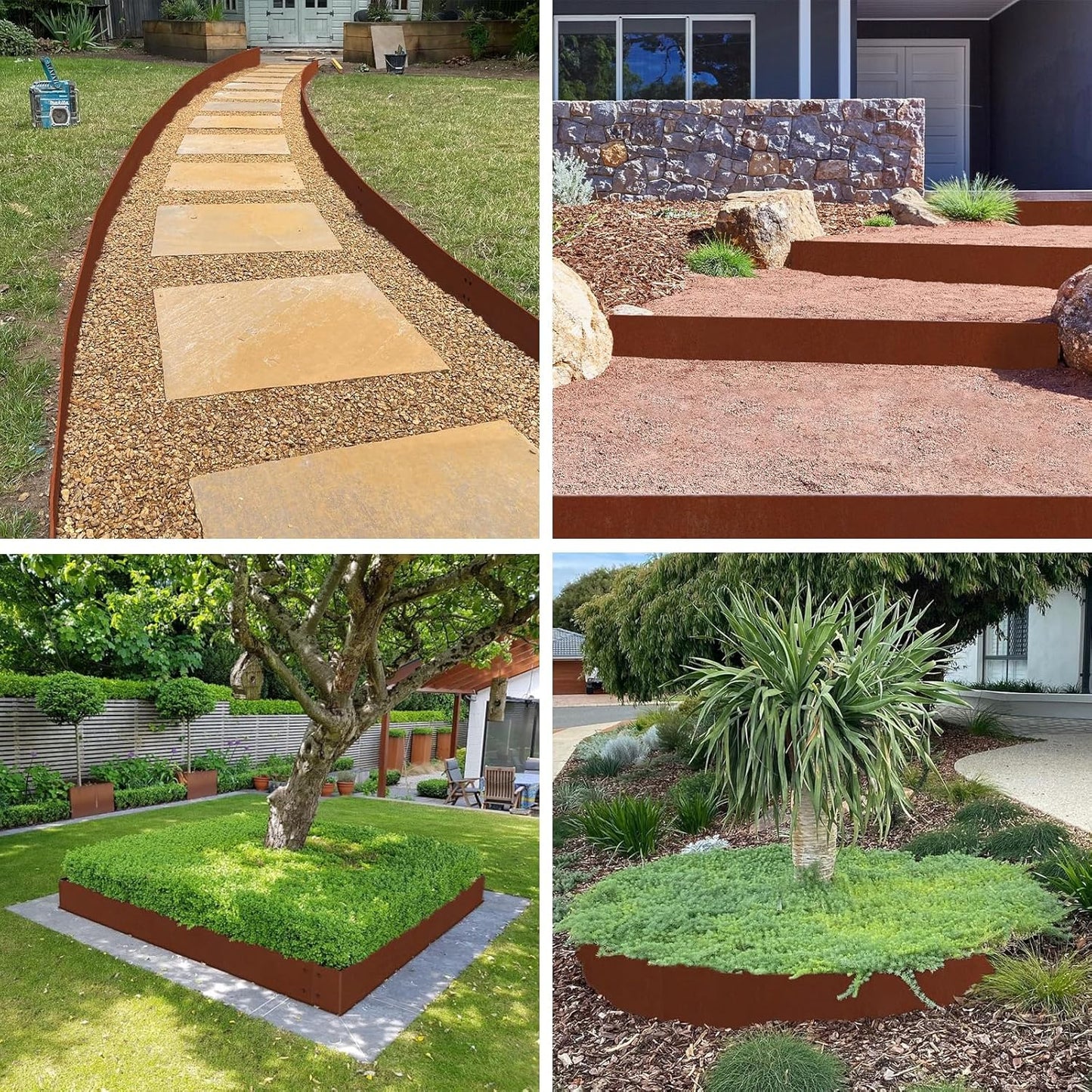 Cor Ten Steel Landscape Edging 6" H x 40" L, 6 Pack Heavy Duty Metal Garden Edging, 20Ft Pre-Rustyed Steel Edging, Bendable Metal Edging for Landscaping, Yard, Tree, Flower Bed