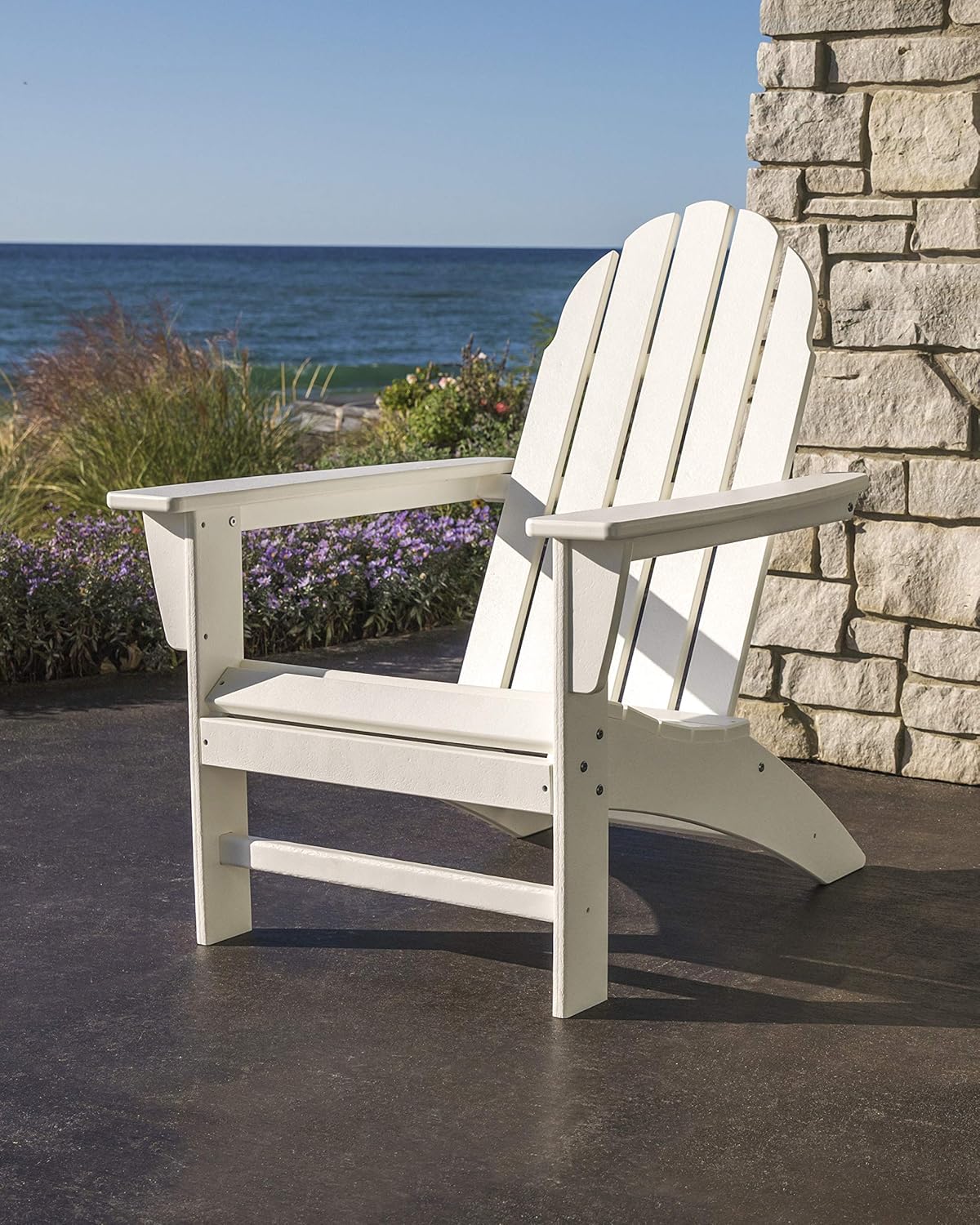 Polywood Vineyard Adirondack Chair, Sunset Red - Heavy Duty HDPE Outdoor Patio Furniture - Classic Design for Deck, Lawn, Garden, Beach, Pool, Fire Pit - Comfortable Wide Armrests