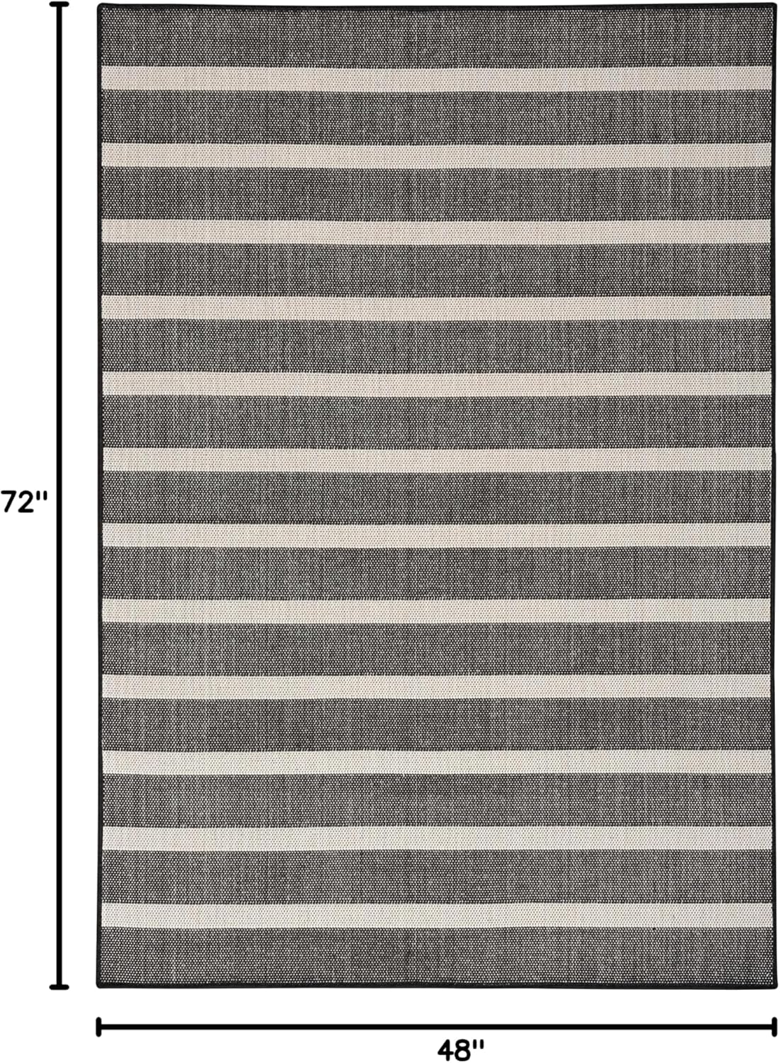 Nourison Home Positano Indoor/Outdoor Black Ivory 4' x 6' Area Rug, Easy Clean, Non Shedding, Bed Room, Living Room, Dining Room, Deck, Backyard, Patio (4x6)