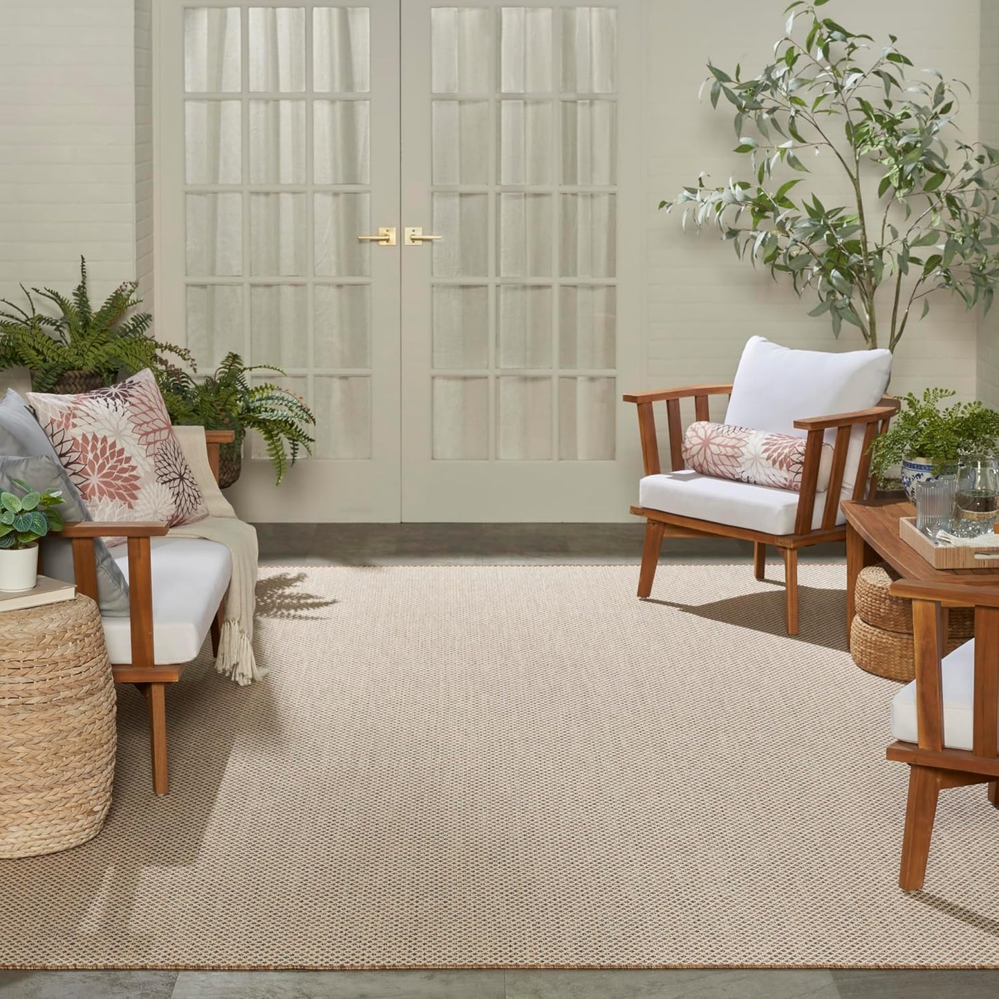 Nourison Home Courtyard Jute Ivory 8' x 10' Area Rug - Easy Clean, Non Shedding, Bed Room, Living Room, Dining Room, Kitchen (8' x 10')