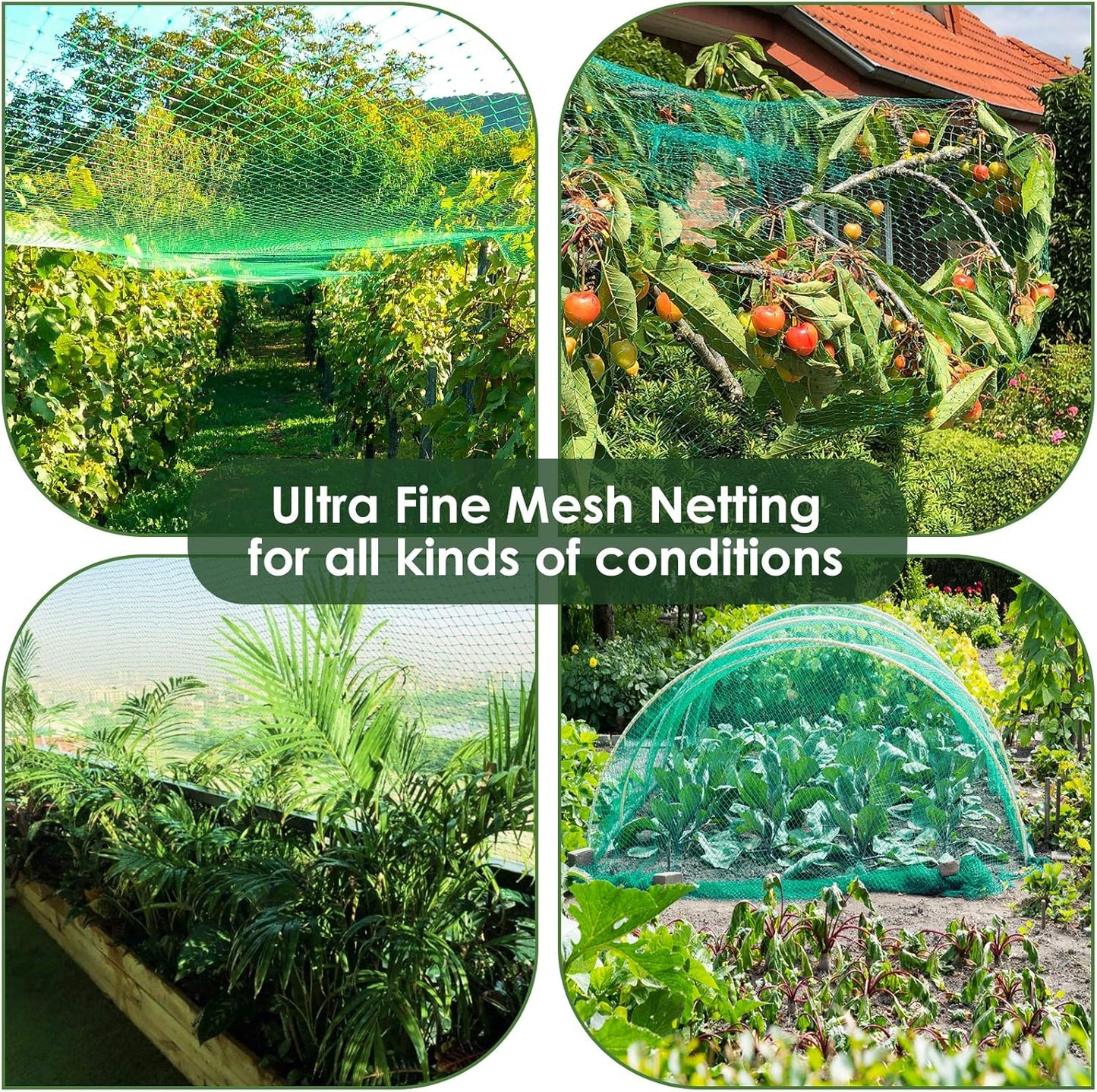 13X40Ft Bird Netting for Garden Protect Vegetable Plants and Fruit Trees,Plastic Trellis Netting for Birds, Deer,Squirrels and Other Animals