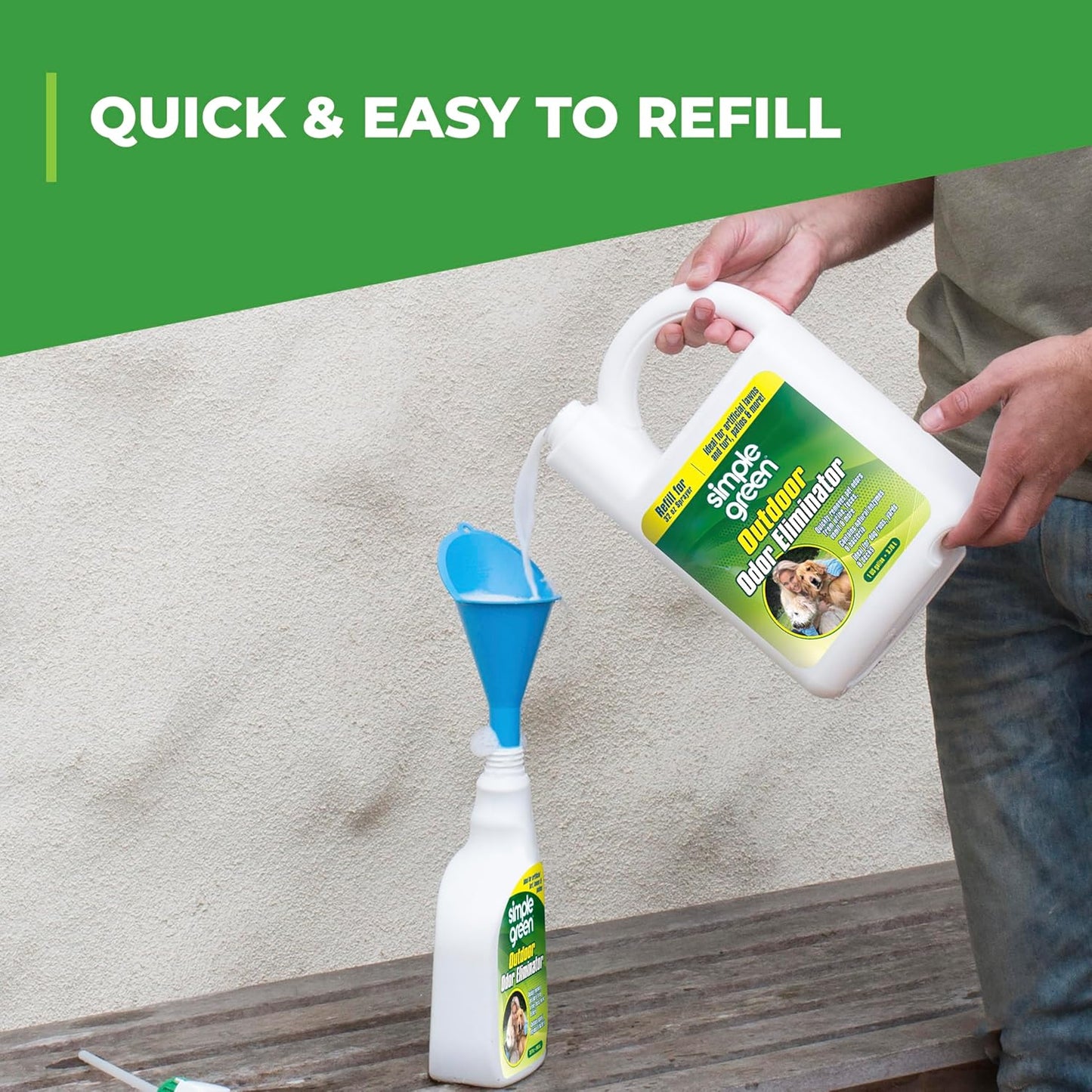 Simple Green Outdoor Odor Eliminator for Pets, Dogs, Ideal for Artificial Grass & Patio (32 oz Hose End Sprayer & 1 Gallon Refill)