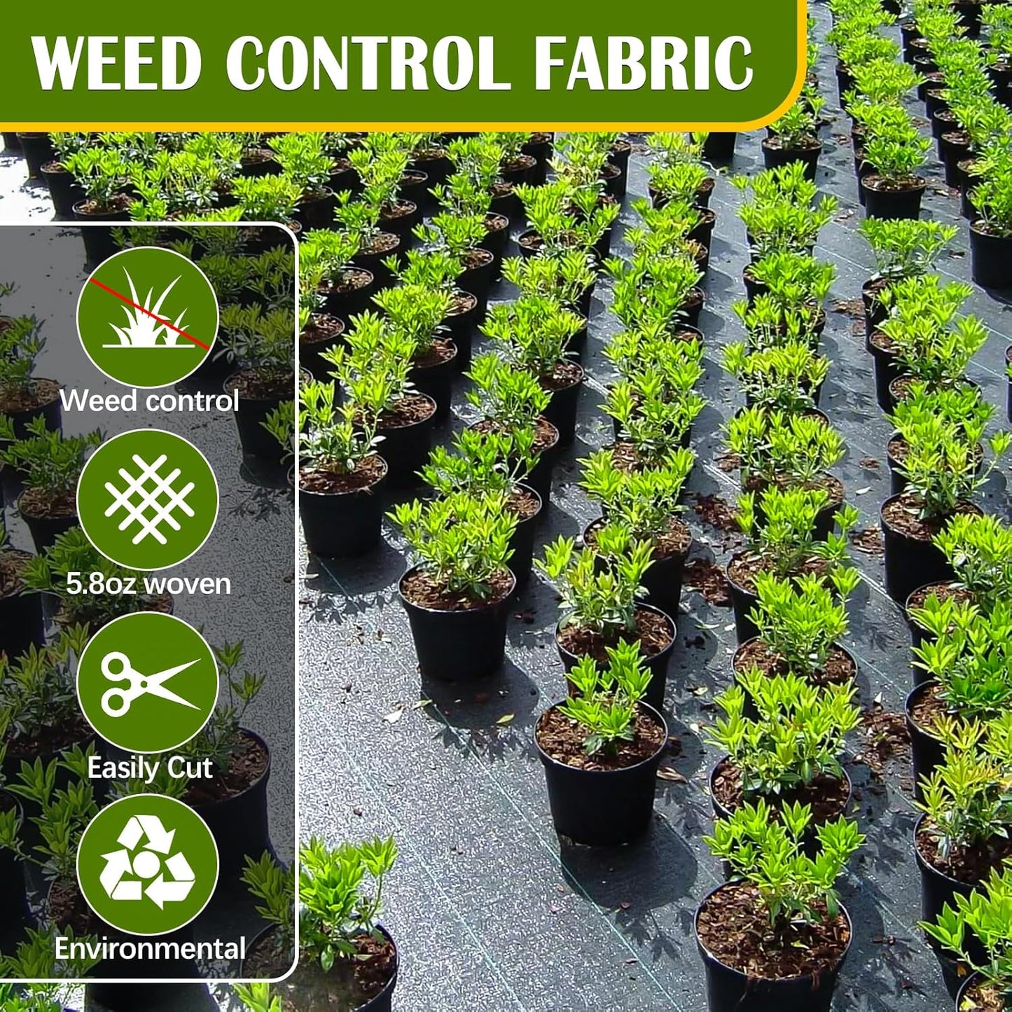 KAKO Weed Barrier Fabric 3Ft x 200Ft, Garden Weed Barrier Fabric, Weed Barrier Landscape Fabric, Garden Fabric Weed Barrier Weed Cloth for Garden Fabric, Landscaping Fabric, Driveway Fabric