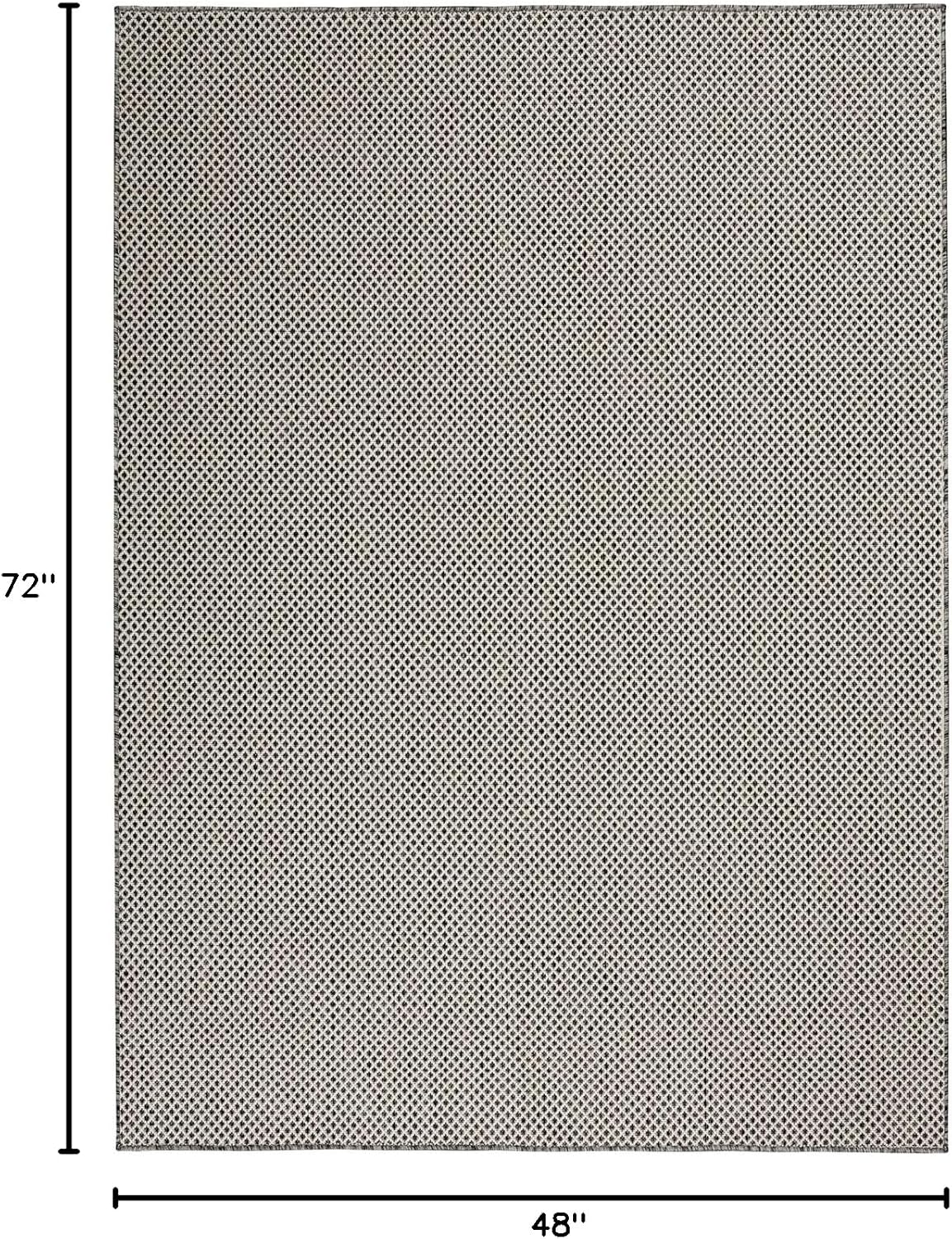 Nourison Home Courtyard 48" x 72" Fabric Indoor/Outdoor Rug in Ivory Charcoal