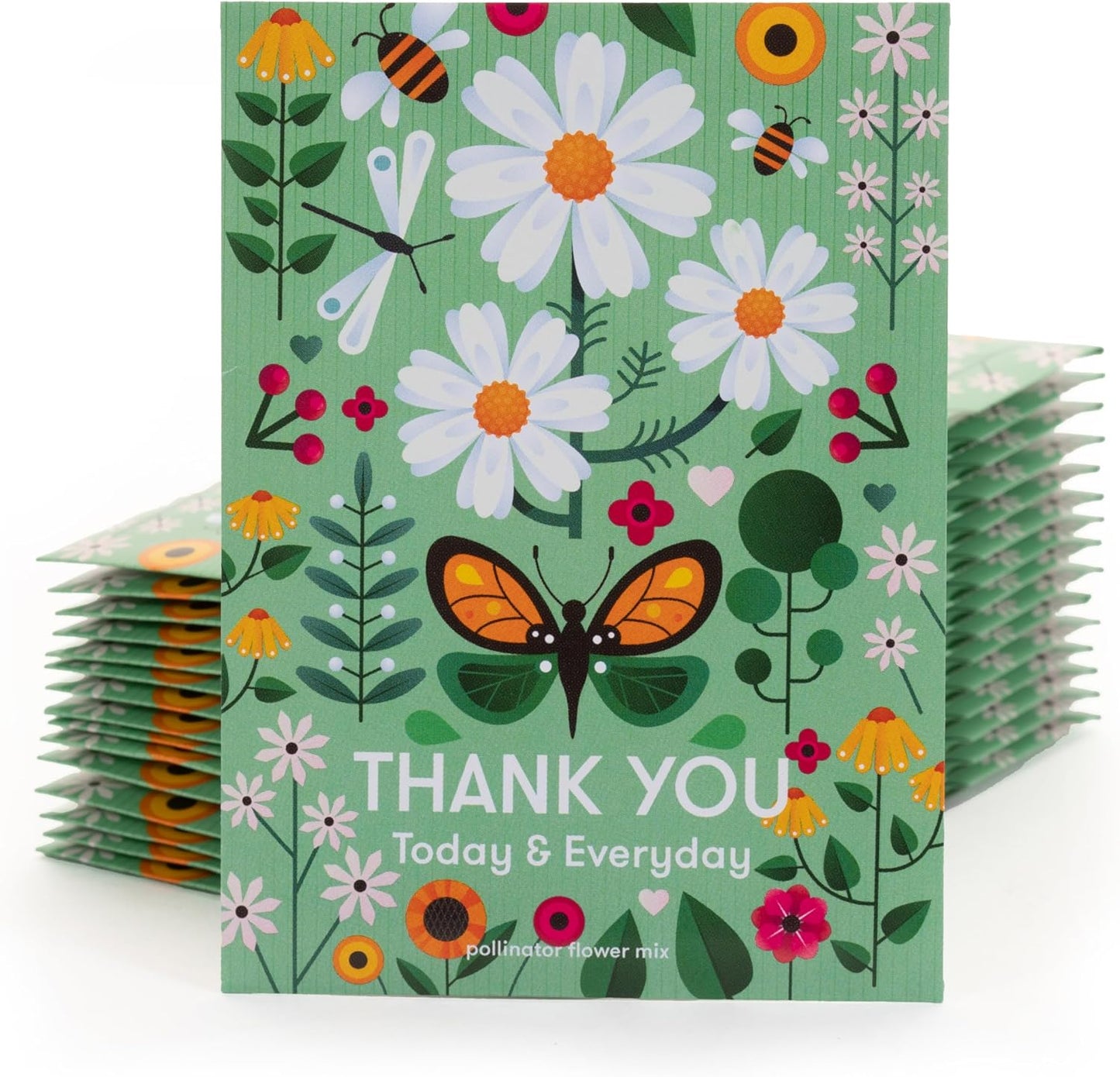 Bentley Seed Co. Thank You Packet - Pollinator Flower Mix - 25 Seed Packets - Perfect Eco-Friendly Thank You Gift - Non GMO Seeds, Green