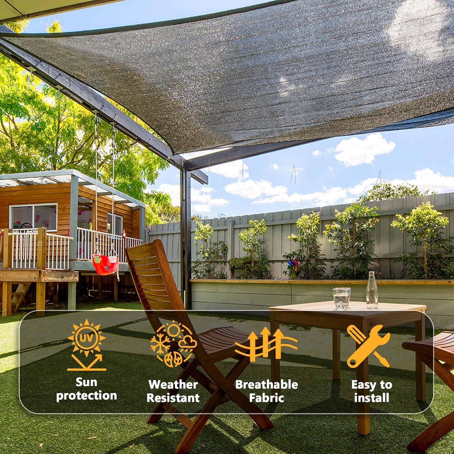 VICLLAX 50% Shade Cloth, 4x15FT Durable Black Mesh Trap with Every 3 FT Grommet, Sun Shade Fabric Netting for for Plants Cover, Greenhouse, Chicken Coop, Barn Kennel, Garden Patio