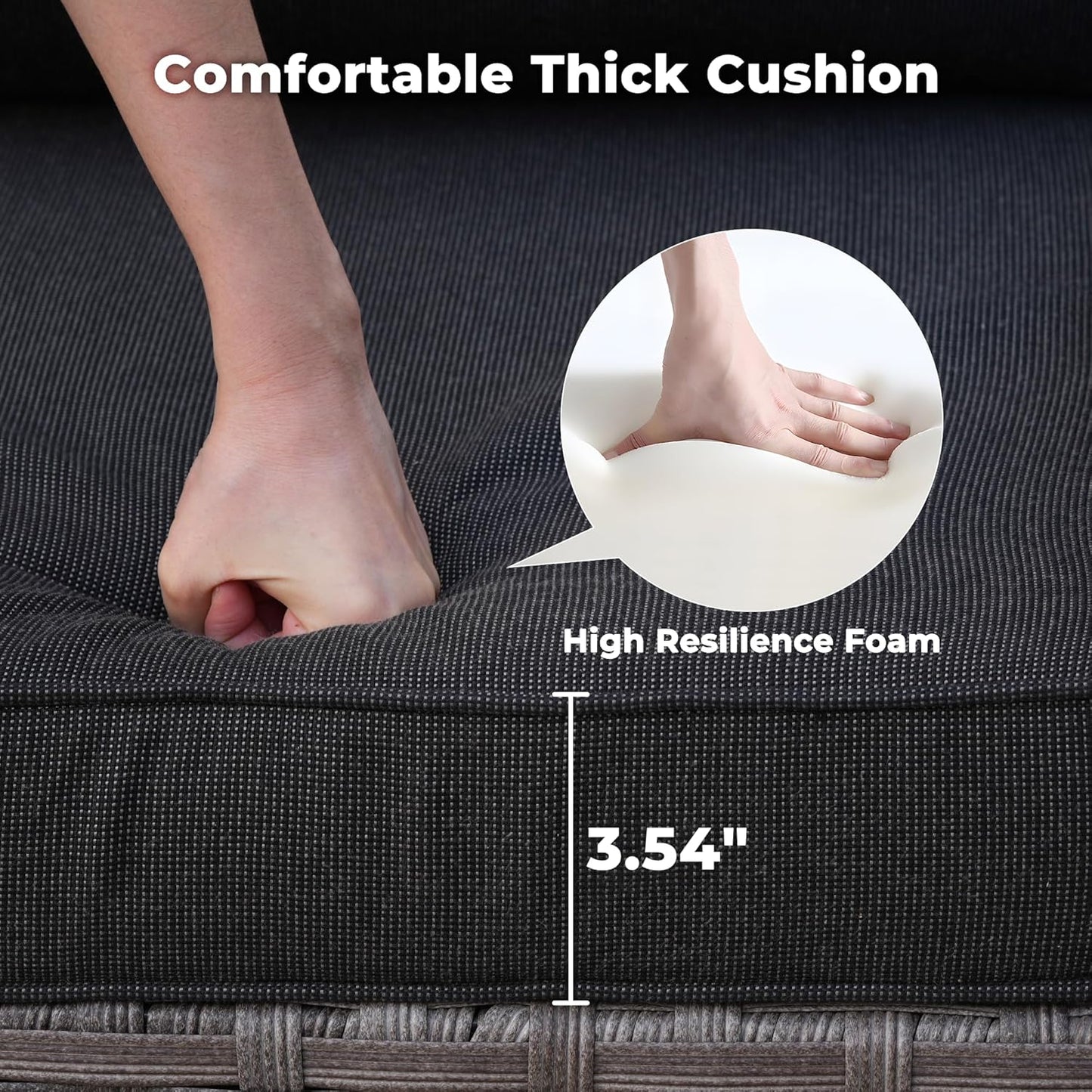 ovios 9 Pieces Patio Furniture Set, Outdoor Wicker Sectional Sofa with 42" Firepit Table Swivel Chair, Modern Modular Deep Seat Rattan Couch Conversation Sets, Black