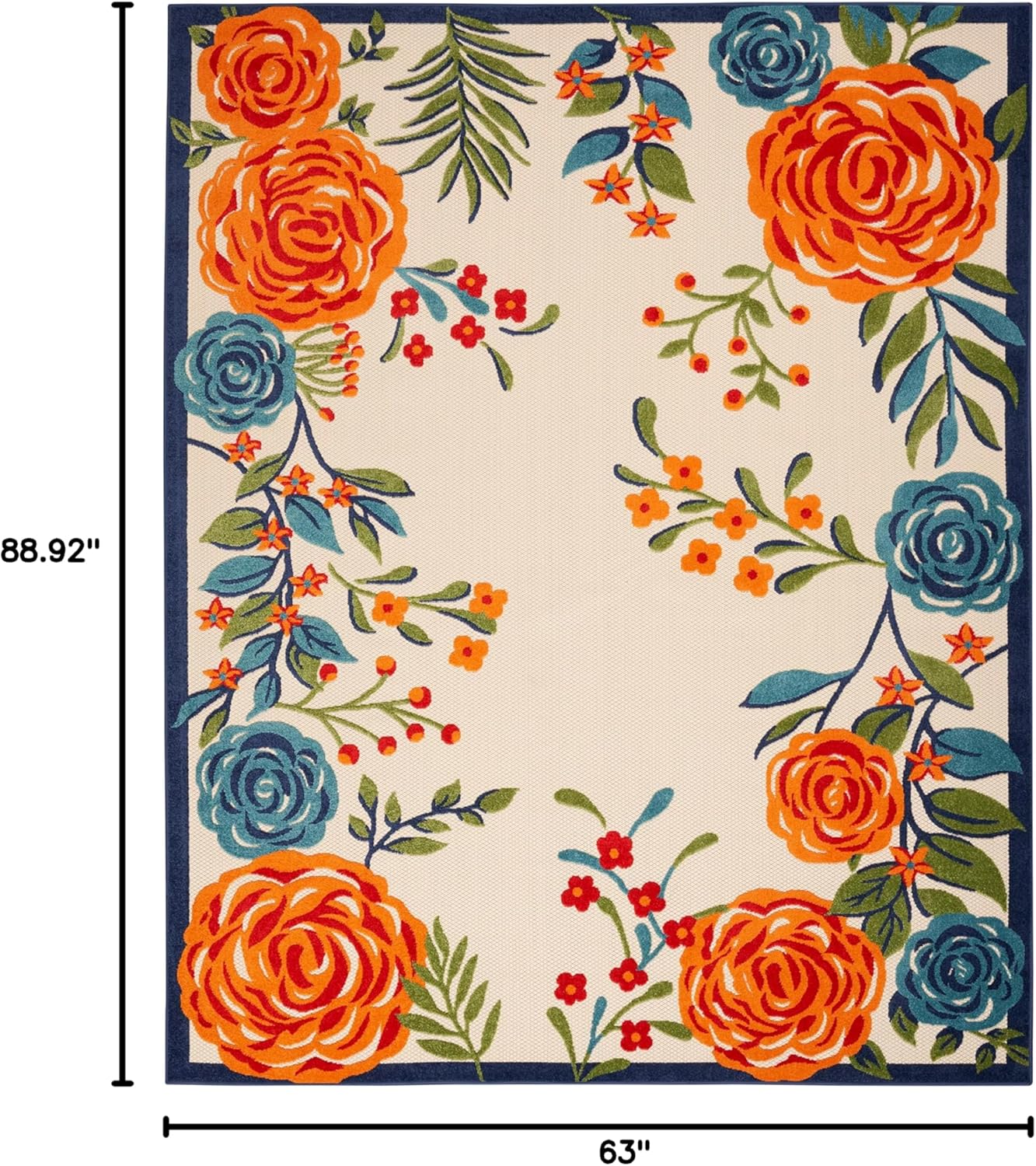 Nourison Home Aloha Indoor/Outdoor Modern Multicolor 5'3" x 7'5" Area Rug, Easy Cleaning, Non Shedding, Bed Room, Living Room, Dining Room, Kitchen (5x7)