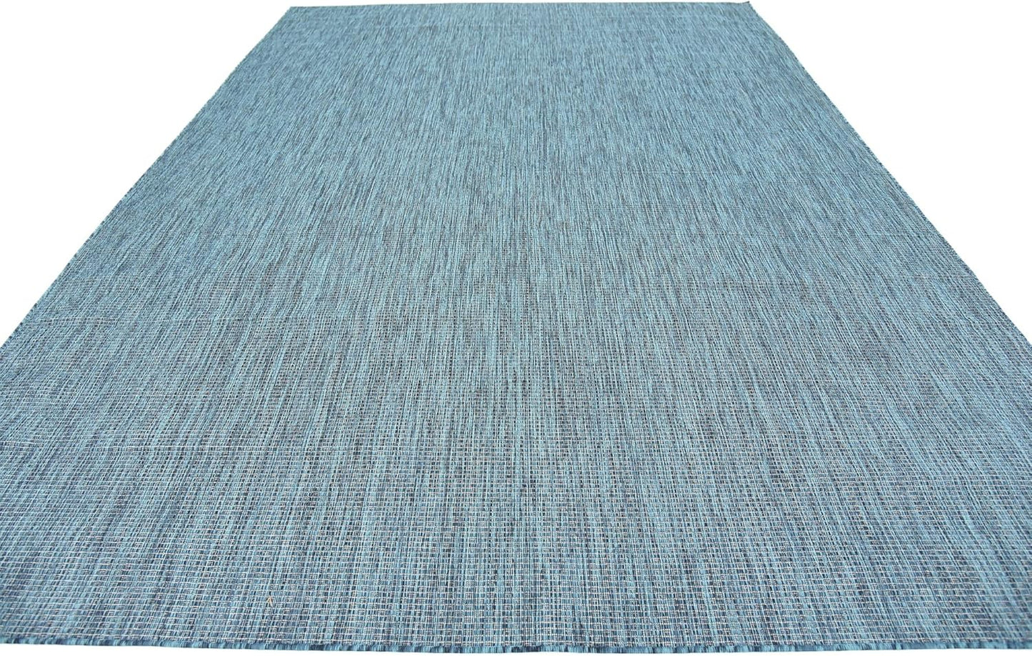 Unique Loom Collection Casual Transitional Solid Heathered Indoor/Outdoor Flatweave Area Rug (8' x 11' 4" Rectangle, Teal/Navy Blue)