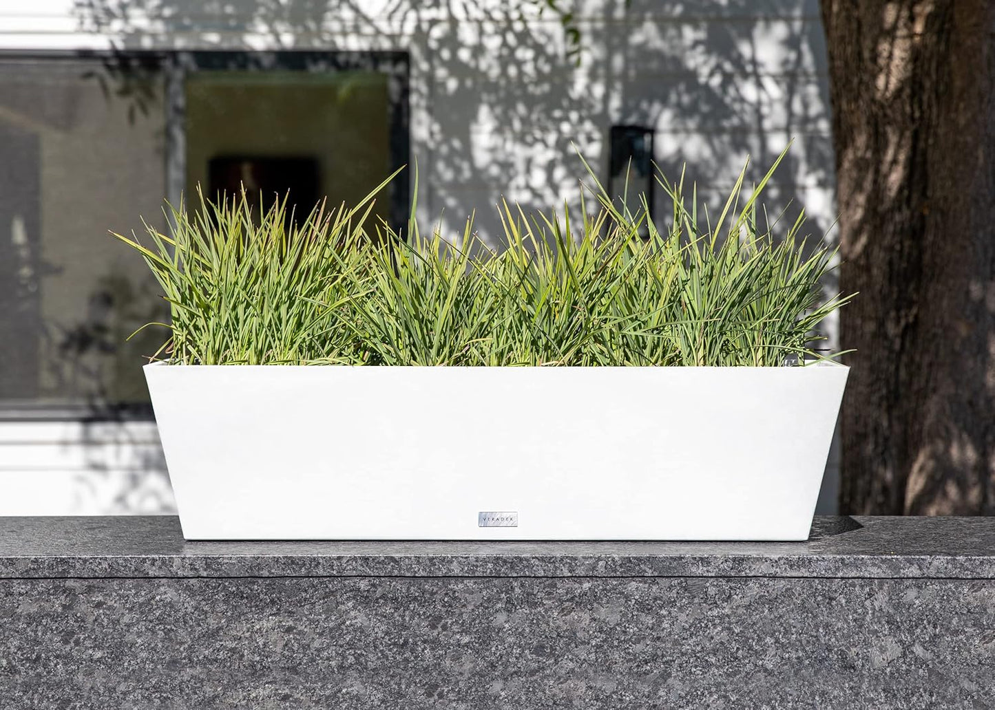 Veradek Pure Series Window Box Planter - Long Rectangular Planter for Indoor or Outdoor Windowsill/Balcony | Durable All-Weather Use with Drainage Holes | Modern Decor for Herbs, Small Plants, Flowers