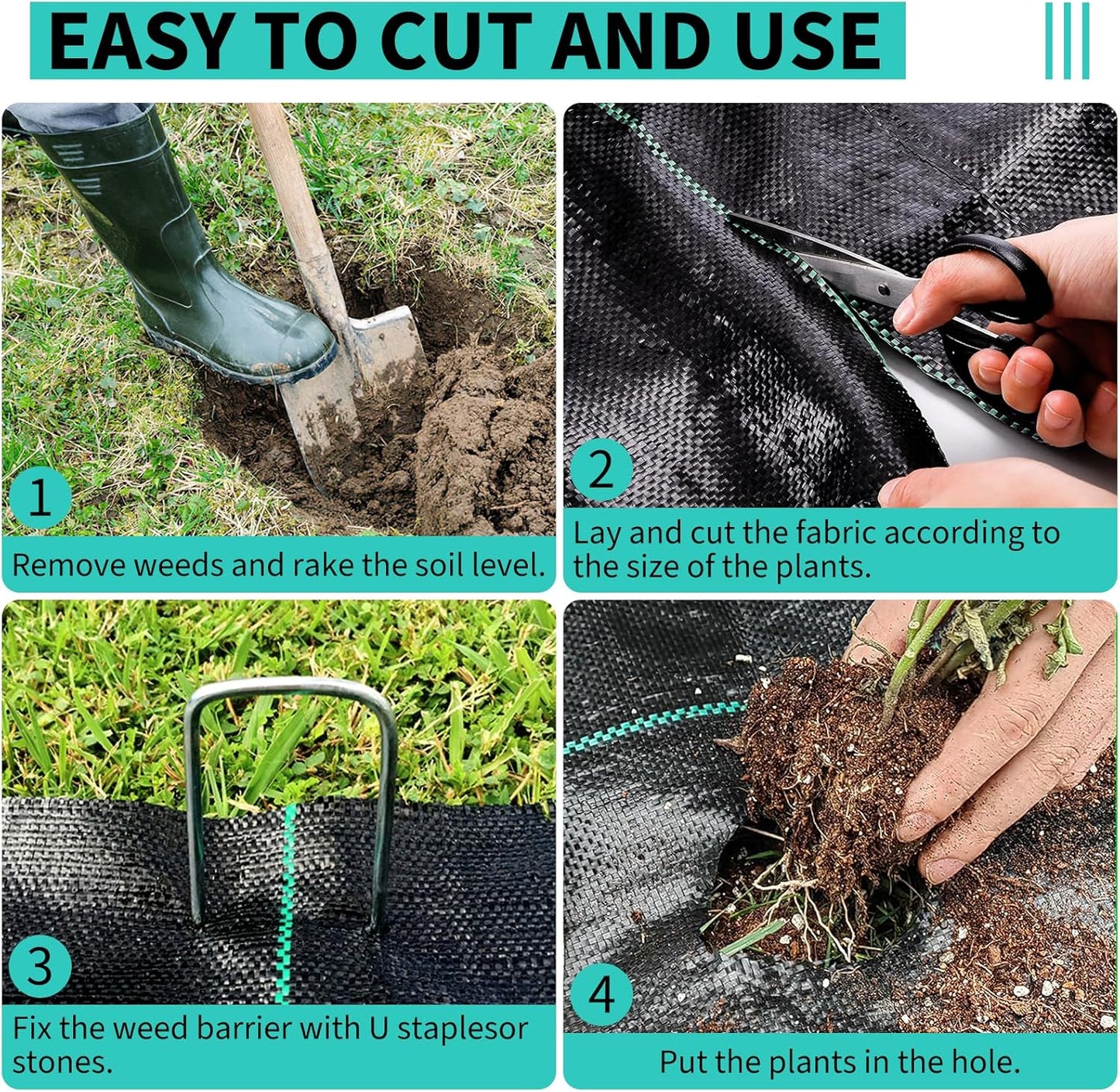 6 x 300 FT Weed Barrier Fabric,3.2 OZ Landscape Fabric,Heavy Duty PP Ground Cover for Gardening,Farming