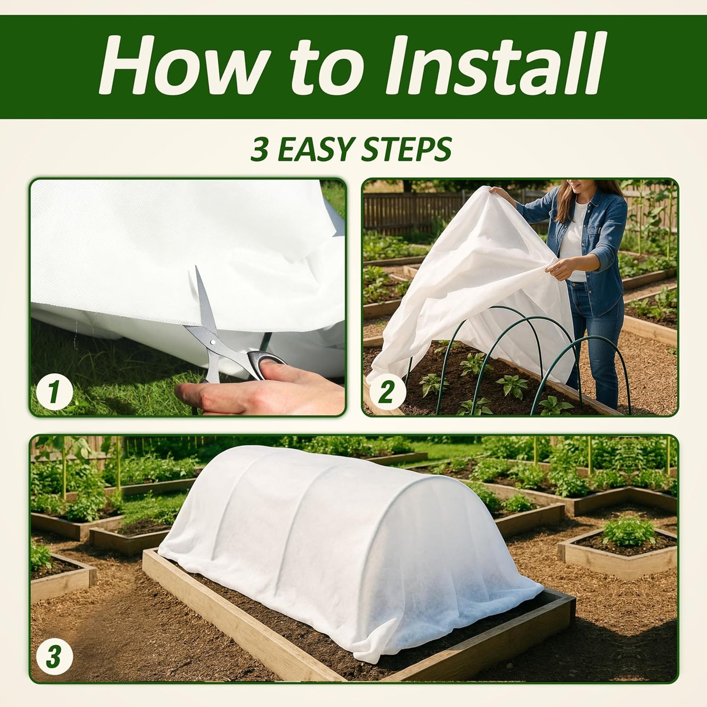 Gardzen 1.5 oz Plant Covers Freeze Protection, Reusable 10ft x 50ft Floating Row Covers, Thicker Frost Blankets for Outdoor Plants, Pests Protection, White