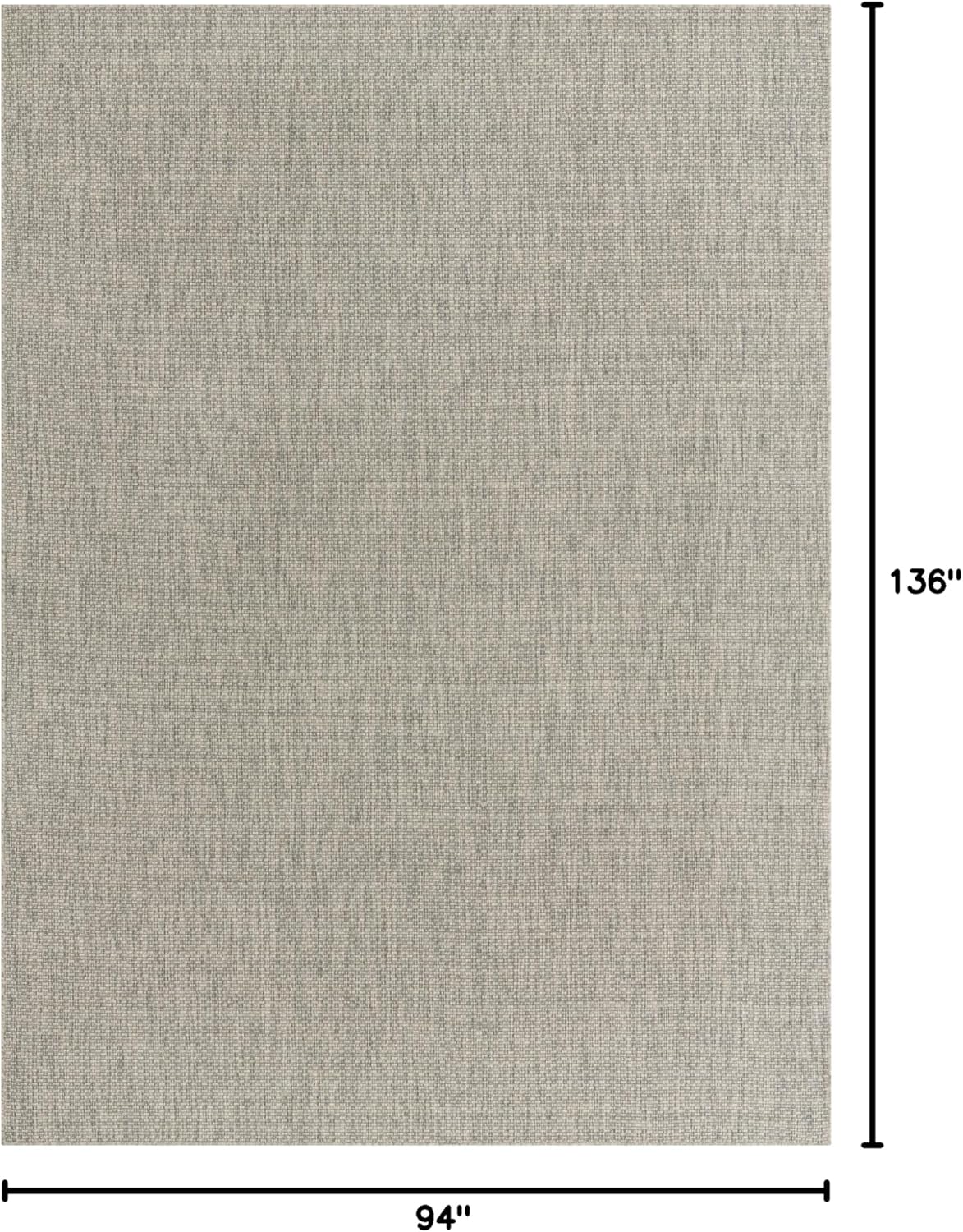Unique Loom Outdoor Solid Collection Area Rug (8' x 11' 4" Rectangle Light Gray/Ivory)