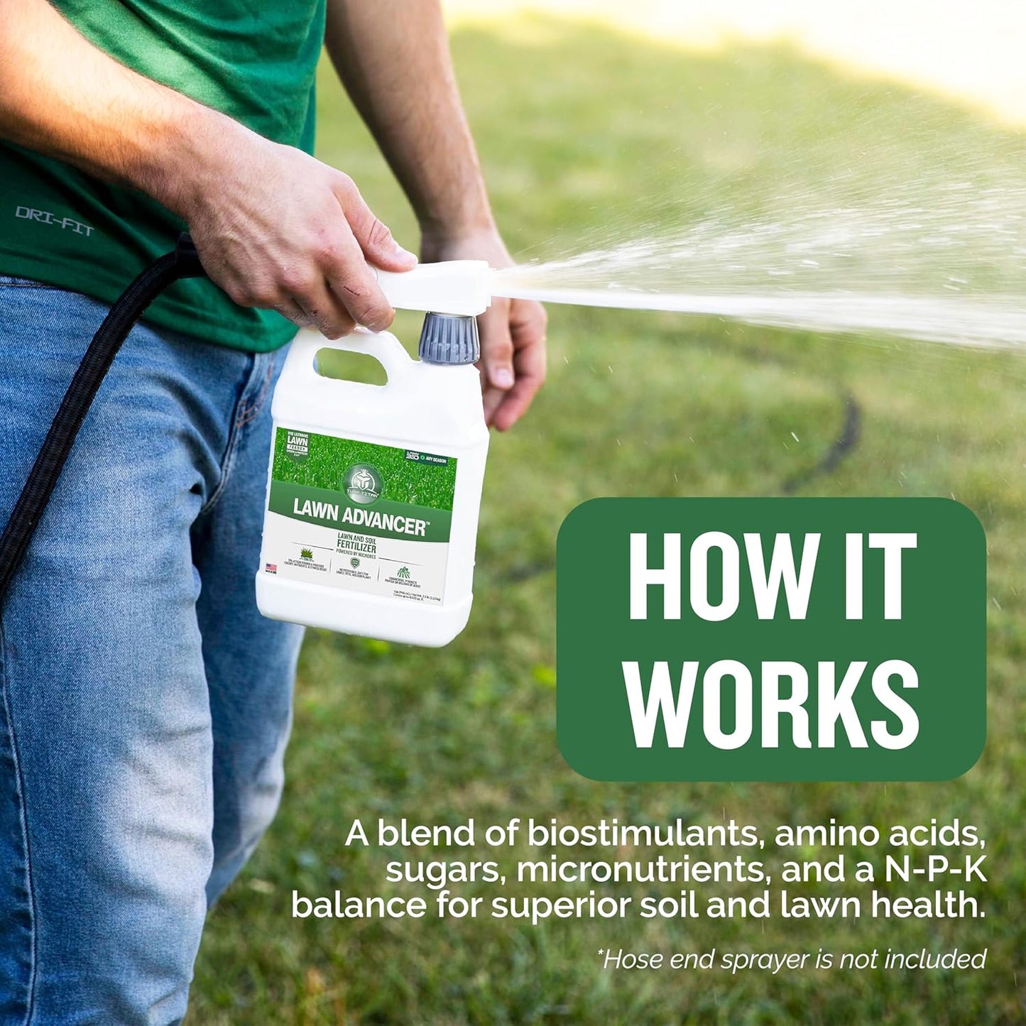 Turf Titan Lawn Advancer – Green Lawn Booster and Lawn Fertilizer (32 oz) – Fast Acting Grass Fertilizer w/Tri-Action Formula – Fertilizer Concentrate for Grass Growth - Covers up to 8,000 Sq F