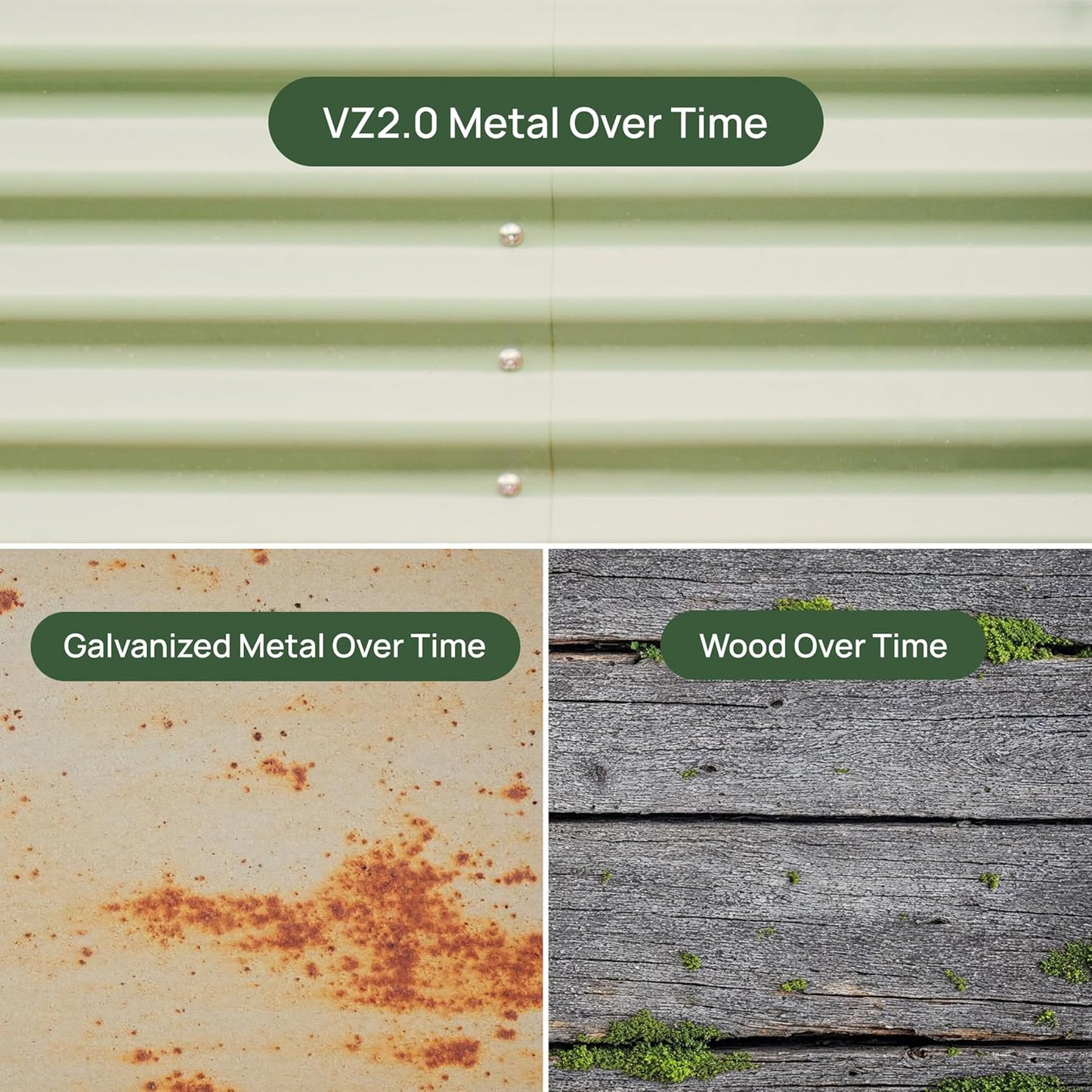 Vego garden 26" Extra Tall Raised Garden Bed Kits, 4 in 1 Modular Raised Planter Box for Vegetables Flowers Fruits Oval Metal Raised Garden-Olive Green